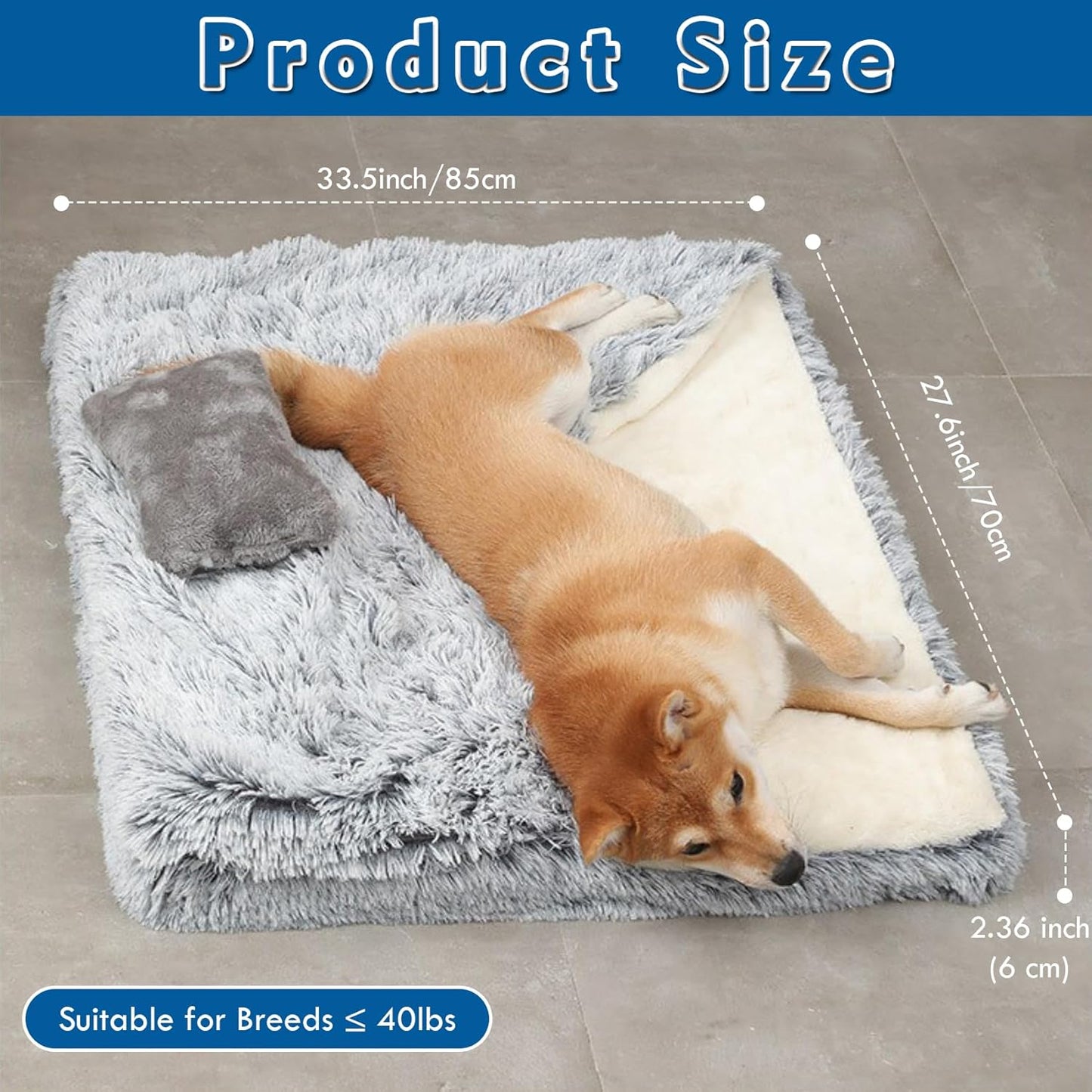 Dog Bed with Cover Cave, Orthopedic Dog Bed with Blanket, 33.5 * 27.6'' Rectangle Pet Crate Cozy Cuddler Mat, Anti-Anxiety Memory Foam Calming Pad for Puppy Cat with Removable Washable Cover