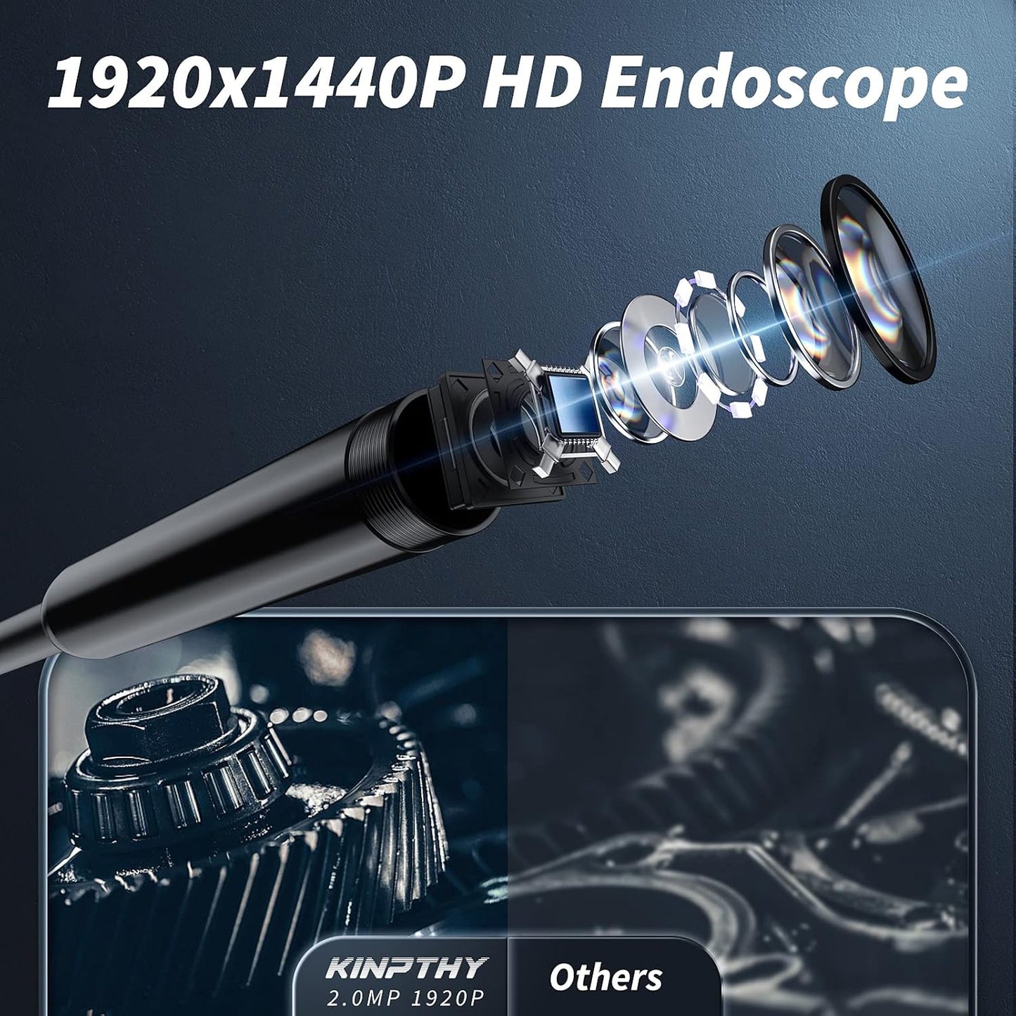 Endoscope Camera with Light, 1920P HD Borescope Tools with 8 Adjustable LED Lights, Endoscope with Semi-Rigid Snake Camera, Inspection Borescope for iOS and Android - 16.4ft Single Lens