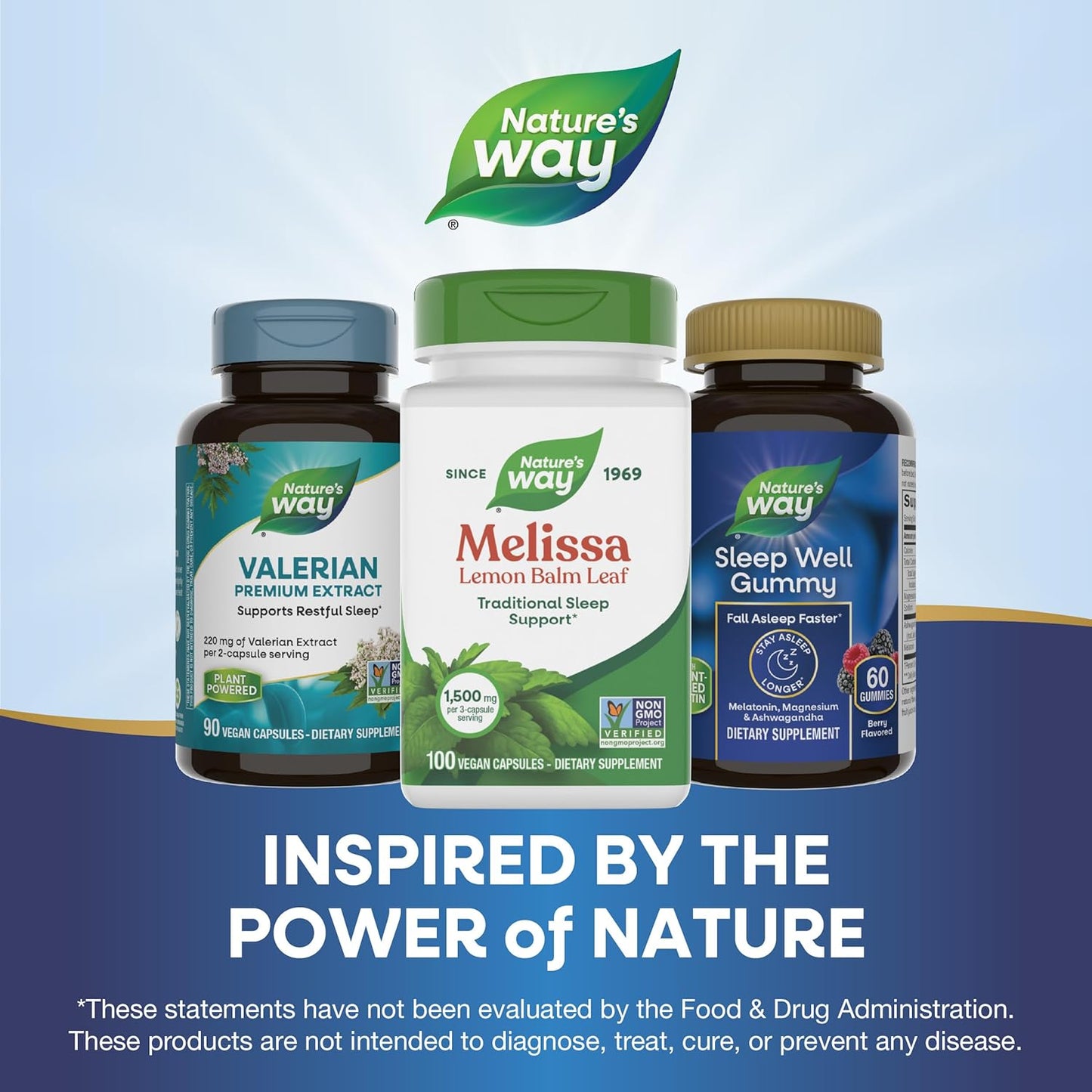 Nature's Way Melissa Lemon Balm Leaf, Traditional Sleep Support*, Melatonin Free, 1500 mg per 3-Capsule Serving, Non-GMO Project Verified, 100 Vegan Capsules (Packaging May Vary)
