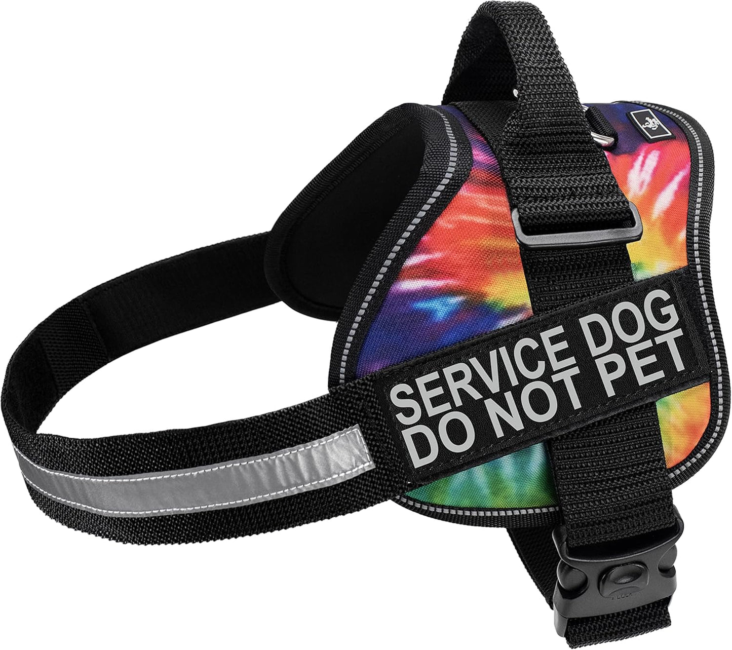 Doggie Stylz Service Dog Harness Vest Comes with 2 Reflective Service Dog DO NOT PET Removable Patches. Please Measure Dog Before Ordering (Girth 28-38", Tie Dye)