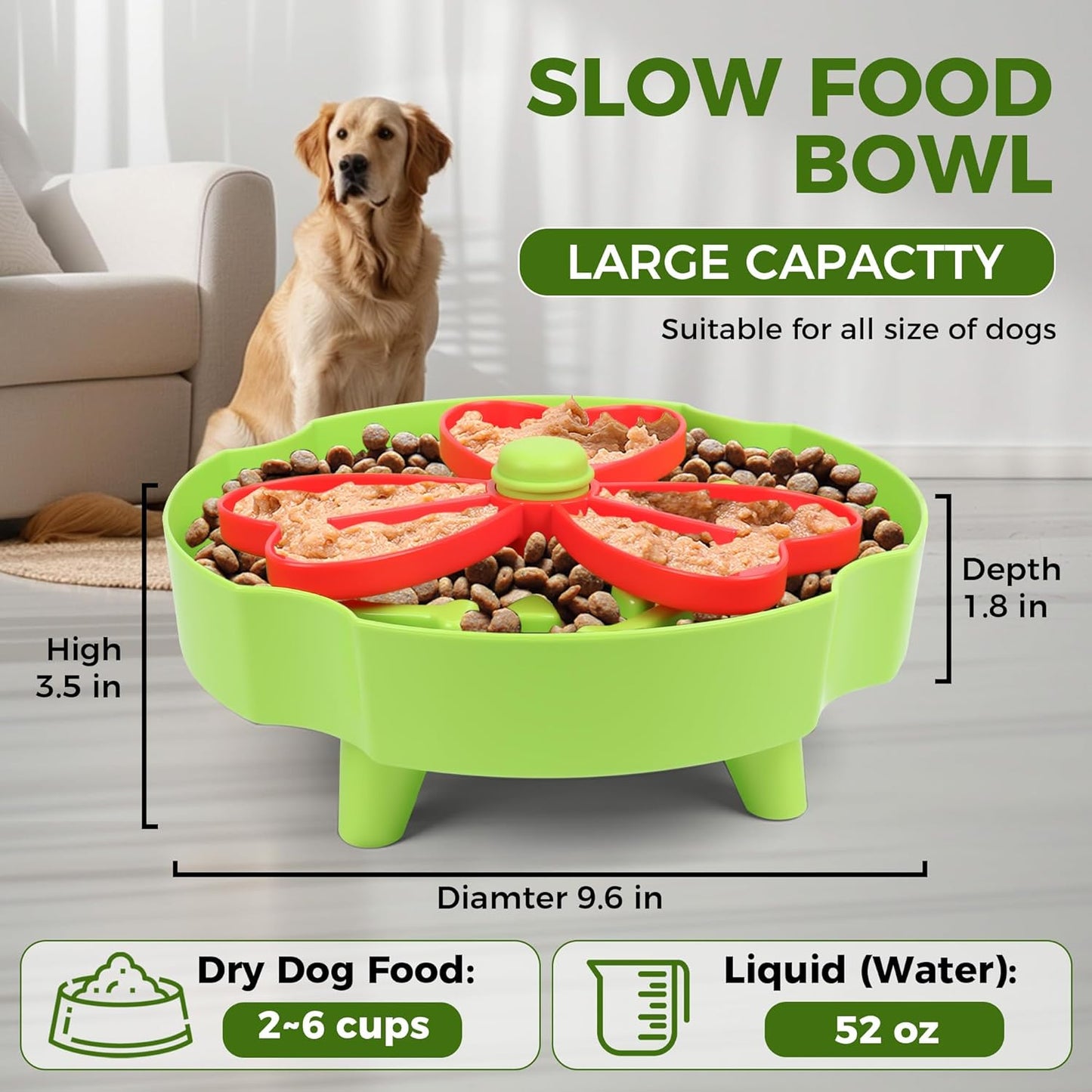 Elevated Slow Feeder Bowl for Cats and Dogs - Raised Puzzle Food Dish with Non-Slip Stand, Anti-Choke Maze Design for Fast Eaters, Indoor Pets - Improves Digestion for Kittens, Puppies (Blue)