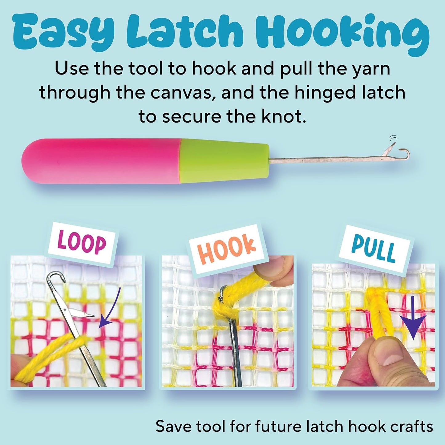 Creativity for Kids Make Your Own Latch N' Patch Fuzzy Stickers Kit | Assemble, Trim & Decorate 5 DIY Yarn Patches | Mess-Free Latch Hook Craft | Sleepover & Screen-Free Kids Activity (Ages 7+)