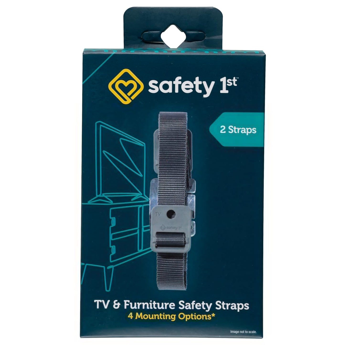 Safety 1st TV & Furniture Safety Straps, Black, 2‑Pack, Screws Included