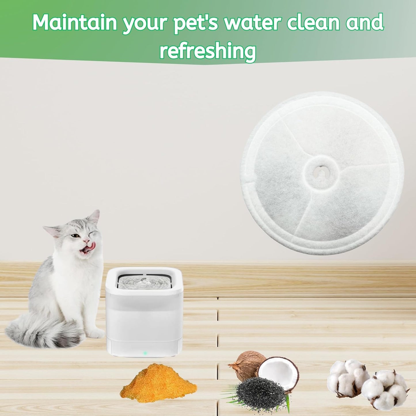 Nispira Cat Water Fountain Filter Replacements for Eversweet 2S/3/3 Solo/Solo SE Cybertail Pet Water Dispenser Triple Filtration, 6 Packs