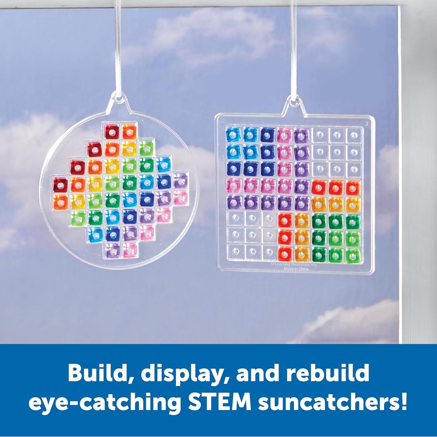 Learning Resources STEM Explorers Suncatchers - STEM Building Art Crafts, Creative Educational Toys for Boys and Girls, Art for Kids Ages 5+, Arts and Crafts Set, STEAM Activities