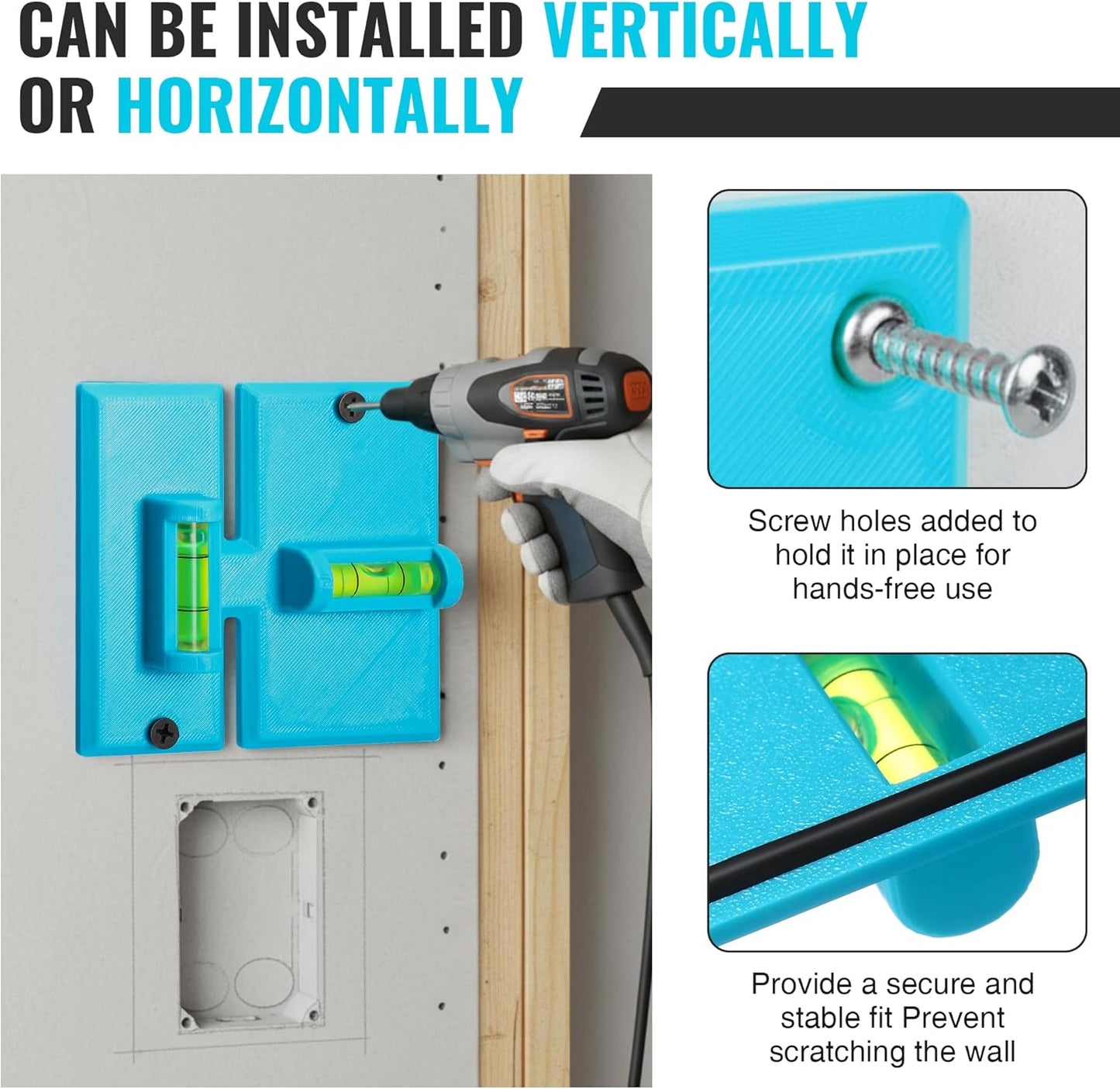 Low Voltage Mounting Bracket Template and Labor Saving Devices for Old Work Box, Horizontal or Vertical Low Voltage Tools for Single&Double Gang, Electrical Cutter, Wall Outlet Template Built in Level