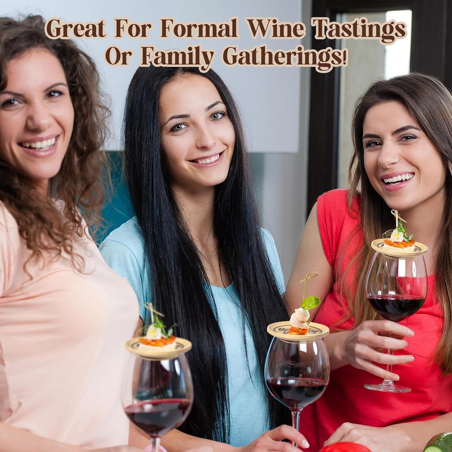Tessco 8 Pcs Wine Glass Charcuterie Topper Plates Gift Wine Glass Covers Bamboo Wine Glass Topper Coasters Plate Wine Glass Charcuterie Board Topper for Wine Accessories Housewarming Gift Restaurants