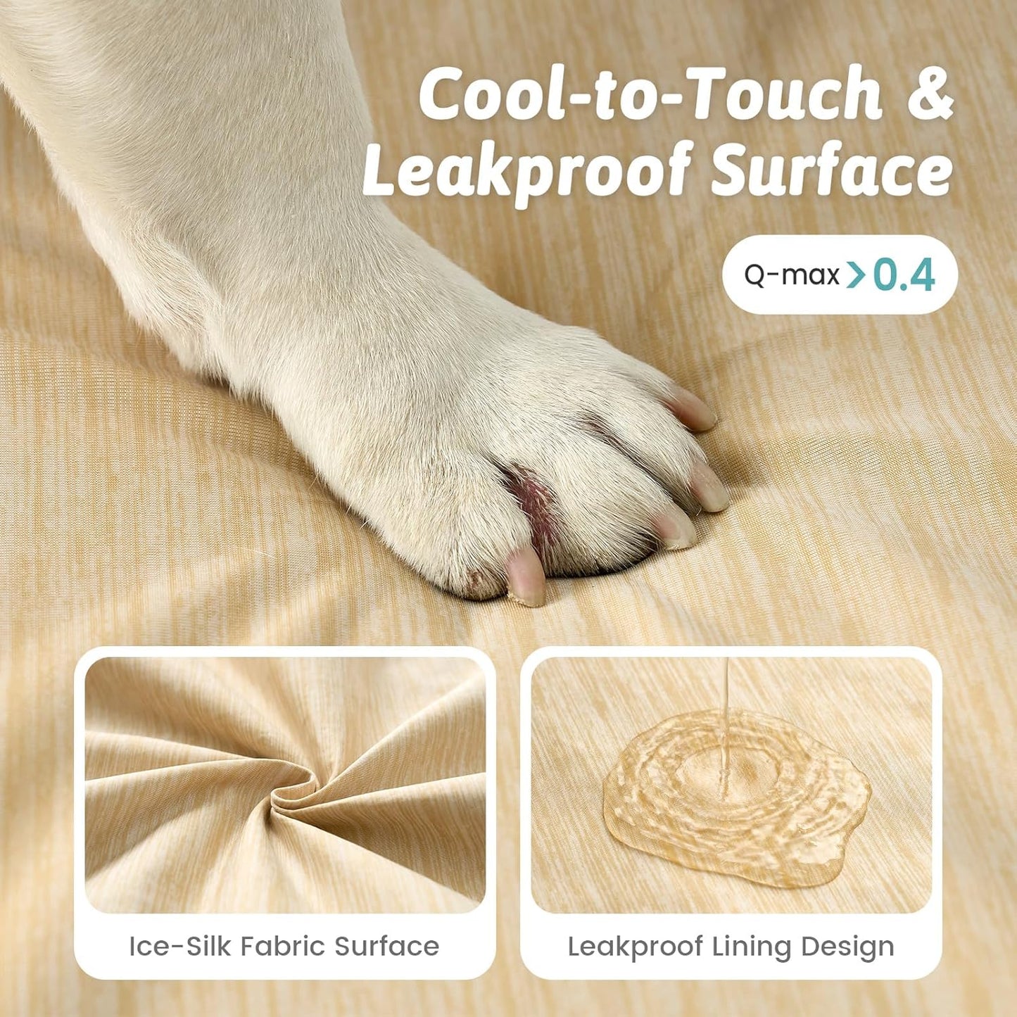 Cooling Dog Bed for Crate, Waterproof Orthopedic Dog Crate Mat with Removable Washable Cover, Egg Crate Foam Support Dog Bed, 36x27x3 Inch,Beige