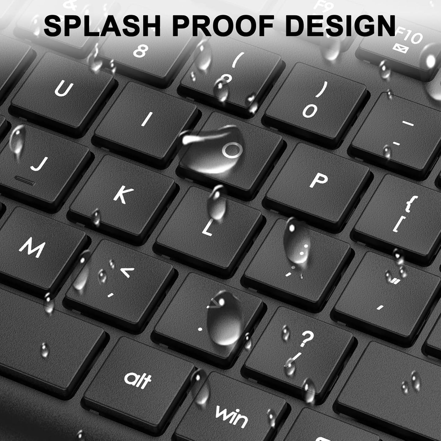 Wireless Keyboard and Mouse Combo, Full-Size Silent Ergonomic Keyboard and Optical Mouse, Long Battery Life, 2.4GHz Lag-Free Cordless Mice Keyboard for Computer, Mac, Laptop, PC, Windows