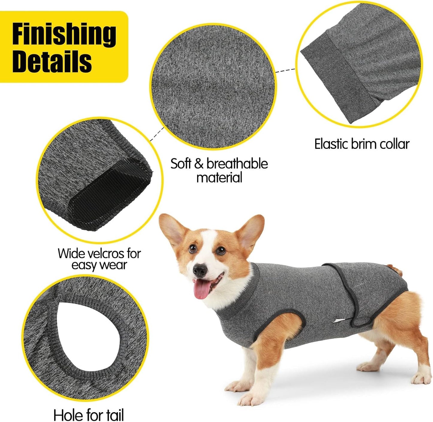 Full Body Dog Diaper Reusable Dog Physiological Clothing Dog Surgery Recovery Suit for Male Female Dogs Menstruation Neuter Surgical Recovery Washable Polyester (M)
