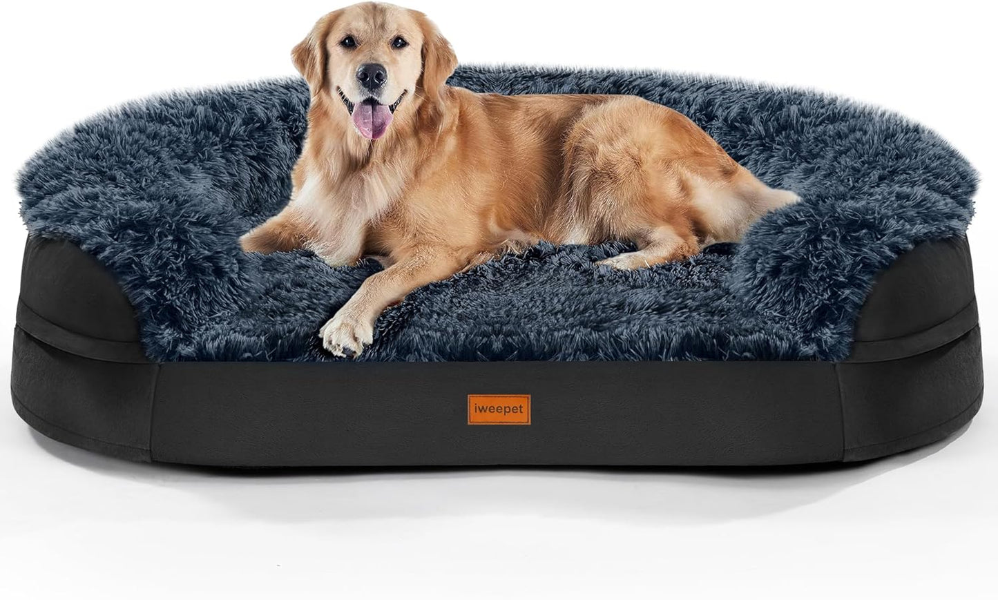 Black Orthopedic Dog Beds for Extra Large Dogs, 44" x32.6" x7.6" Supportive Dog Sofa Bed with 28D Egg-Crate Foam, Removable Washable Cover, Waterproof Lining, for Puppy,Senior,Sick