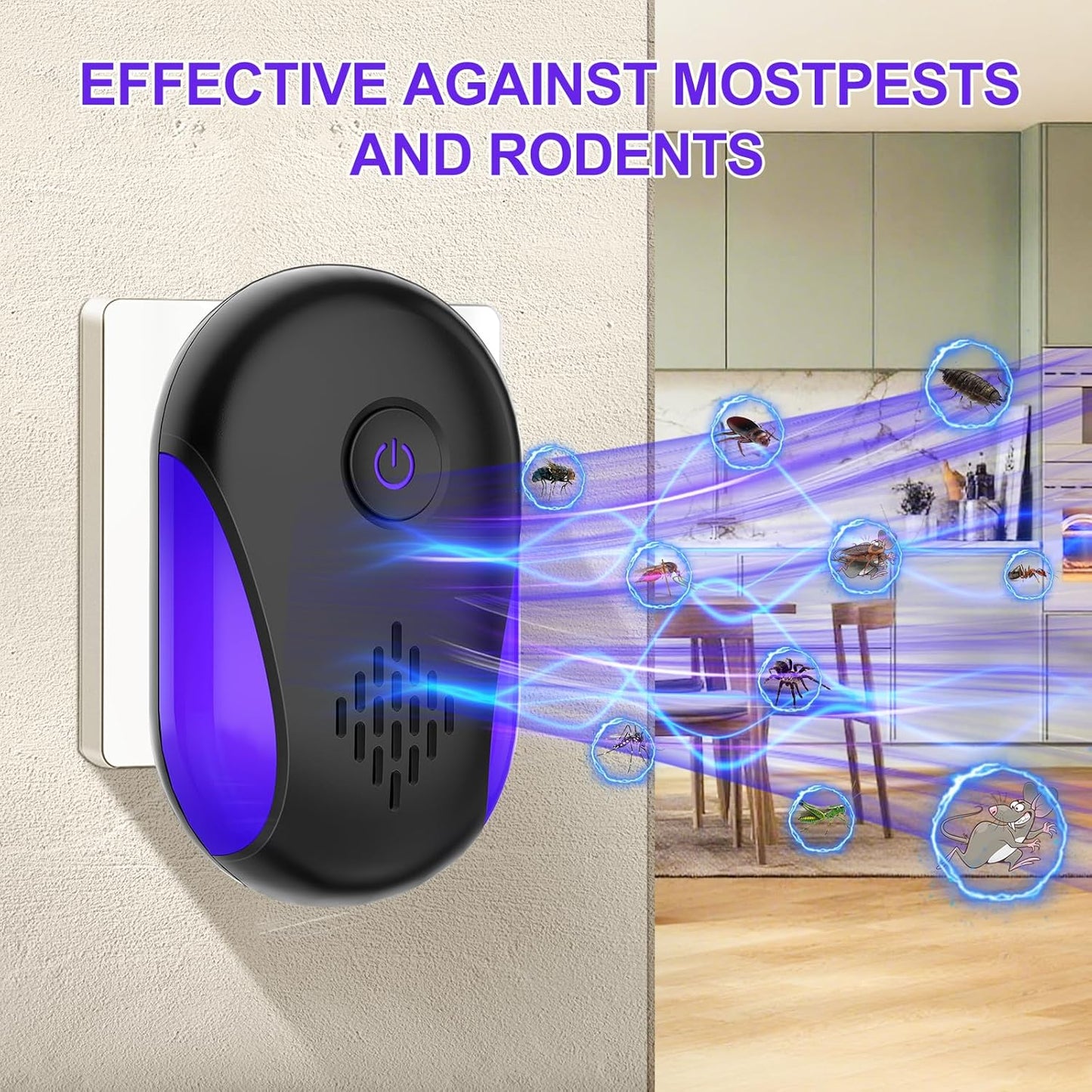 Upgraded Ultrasonic Repeller 6 Pack,Indoor Ultrasonic Repellent, Electronic Plug in Pest Control for Bugs,Mosquito,Roach, Ant, Rodent, Mouse, Spider Repellent for House, Warehouse, Garage
