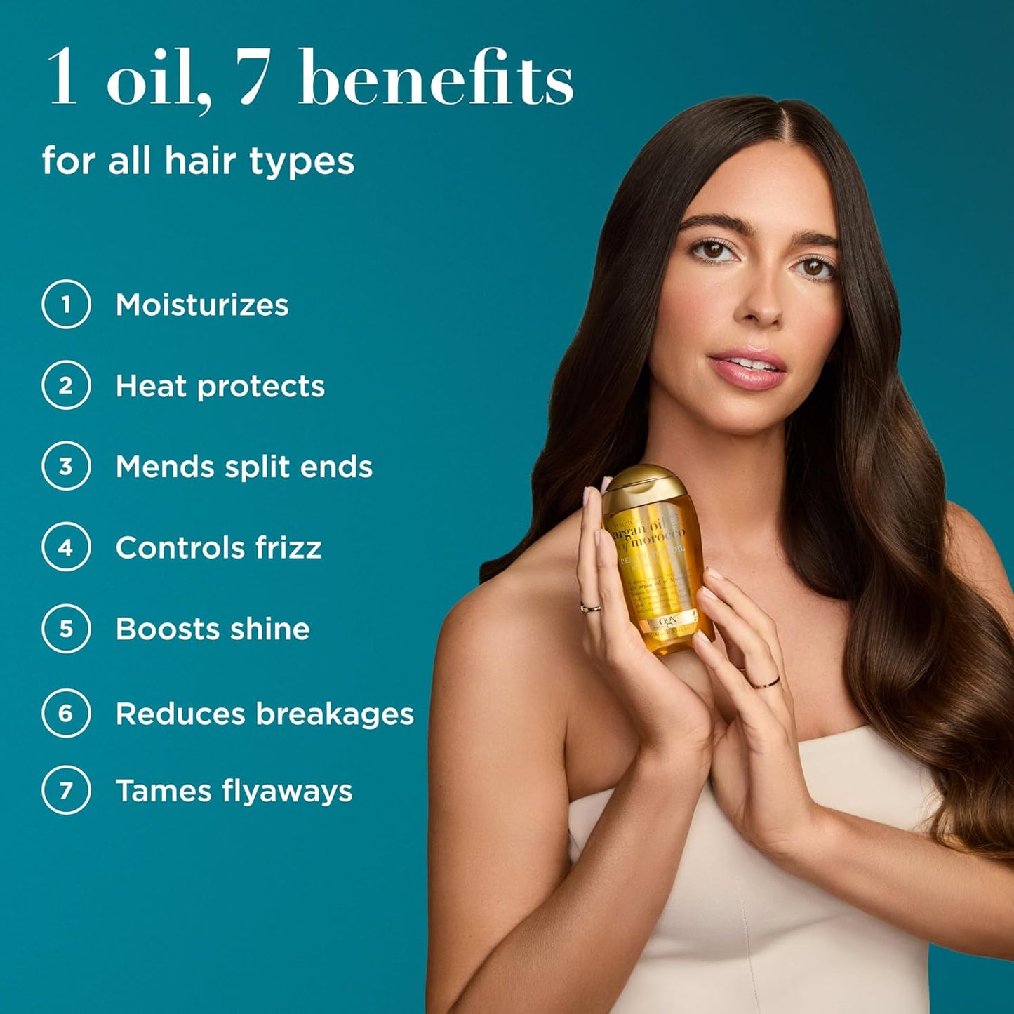 OGX Renewing + Argan Oil of Morocco, Cold-Pressed Argan Oil for Hair Penetrating Treatment & Shine, Moisturizing & Strengthening Silky Oil for All Hair Types, Paraben & Sulfate Free, 3.3 fl oz | Renewing, Moisturizing, Strengthening, Silky Oil, All Hair T