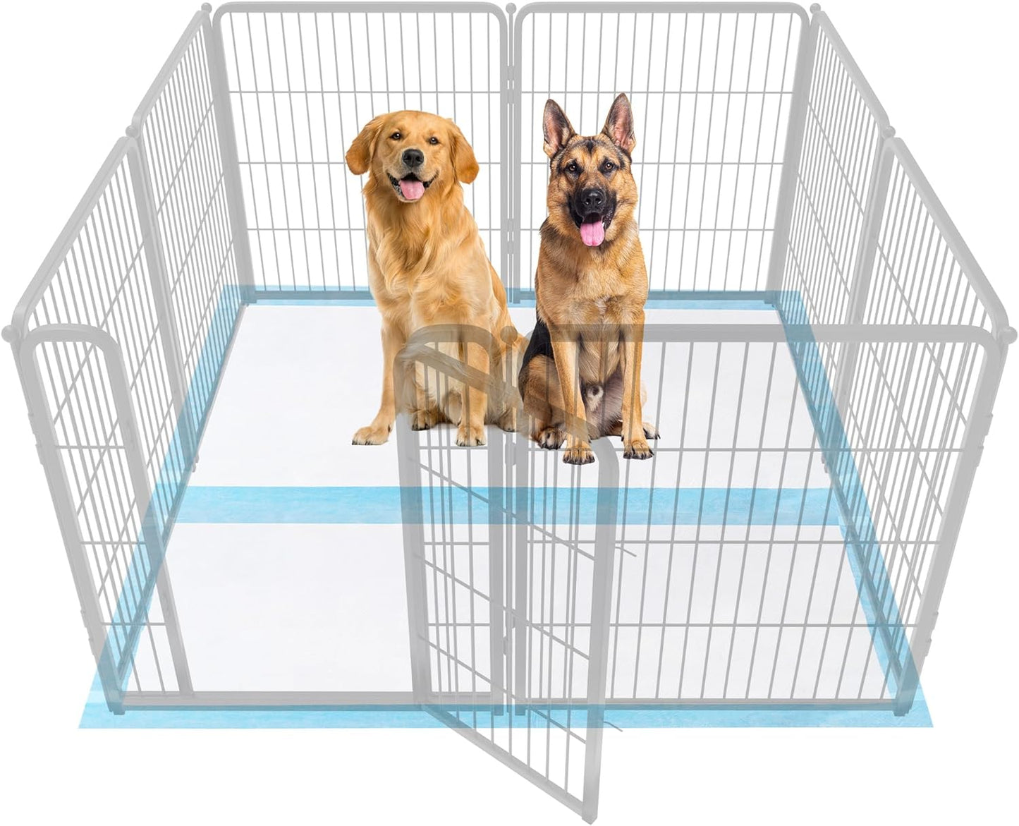 FXW XXL Puppy Pee Pads for Dogs 60x33.5 inch 20 Count, 5 Layer Super Absorbent & Leak Proof-Thickened Disposable Potty Training Pad, Fits 32" H 6/8 Panel FXW Playpen-Blue (Playpen not Included)