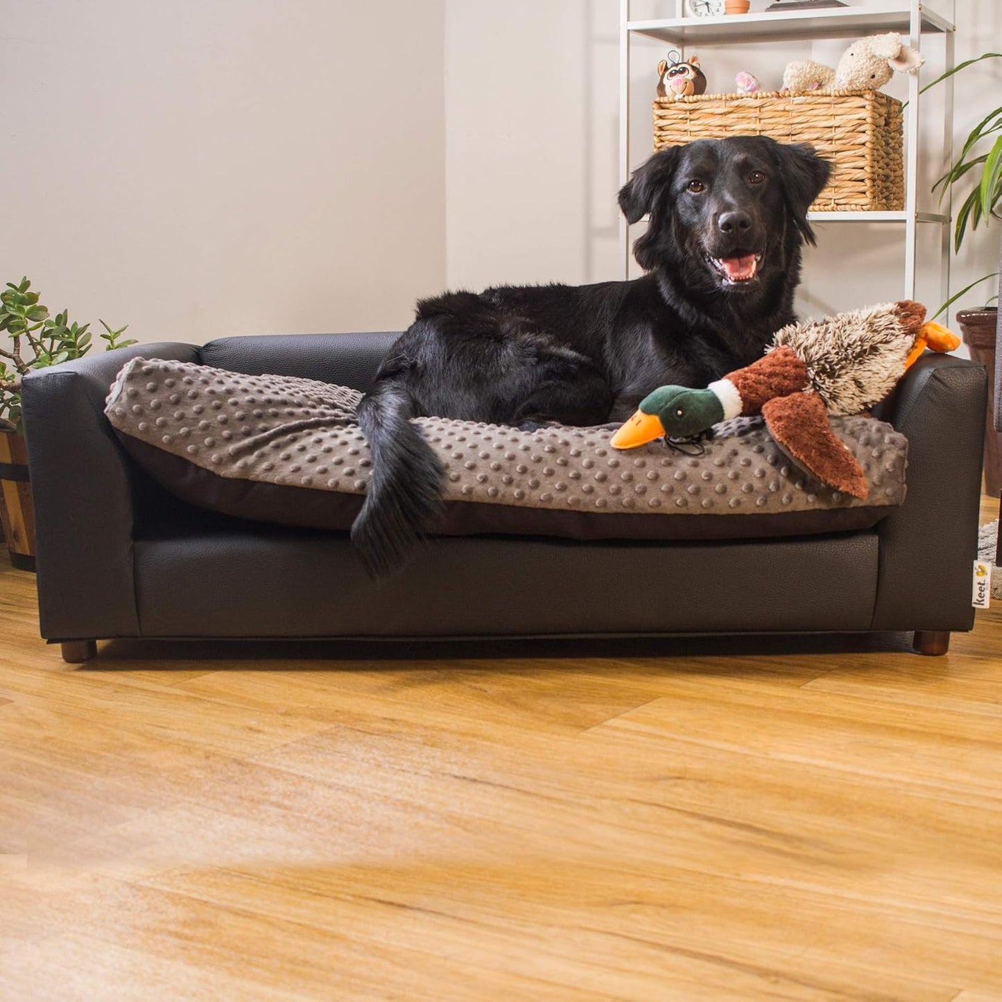 Keet Fluffy Deluxe Pet Bed, Charcoal, Large (40x23x13)