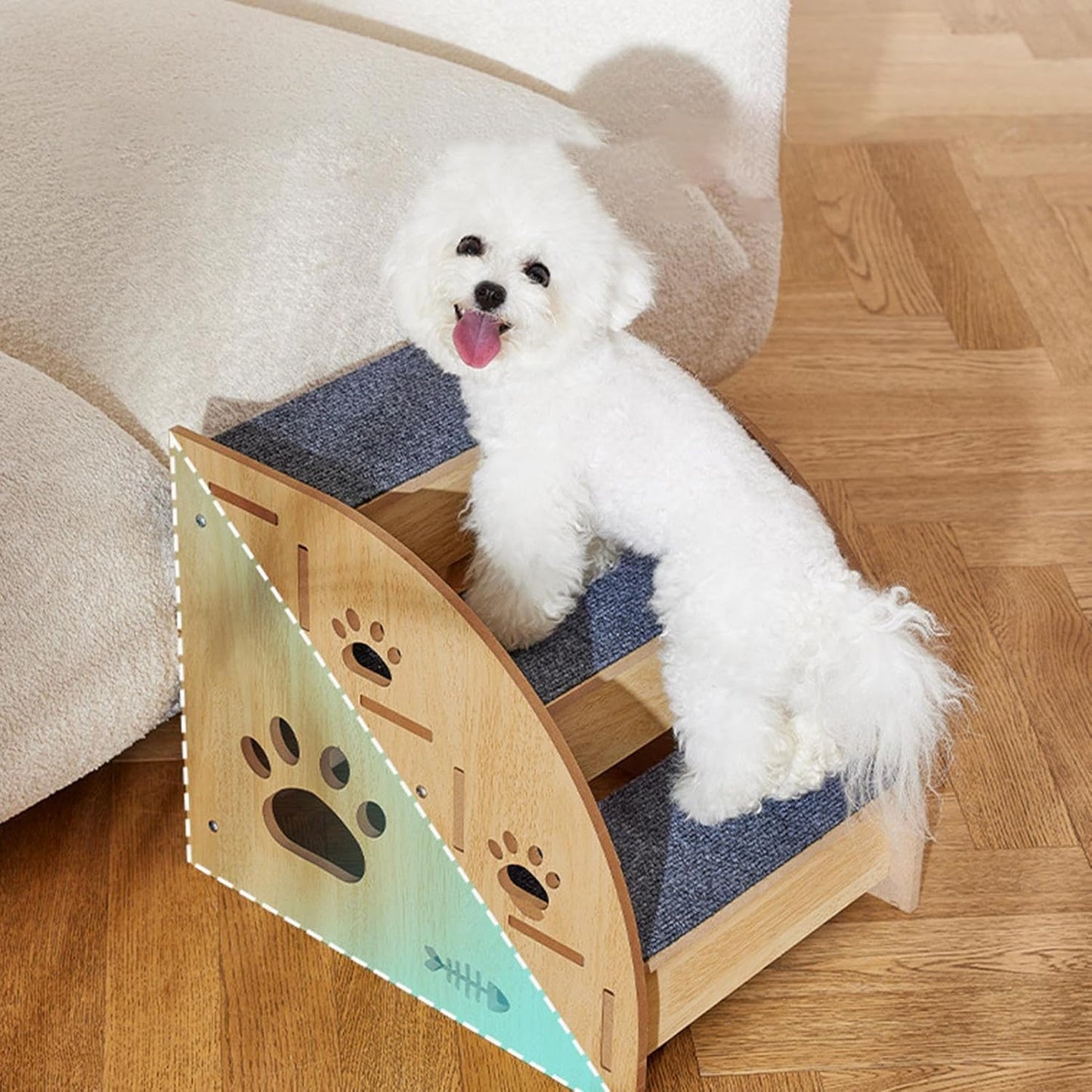 Dog Bed Stairs, Dog Steps Ramp Indoor Pet Stairs, Non-Slip Cat, Pet Steps Wooden, High Bed Climbing, Supplies