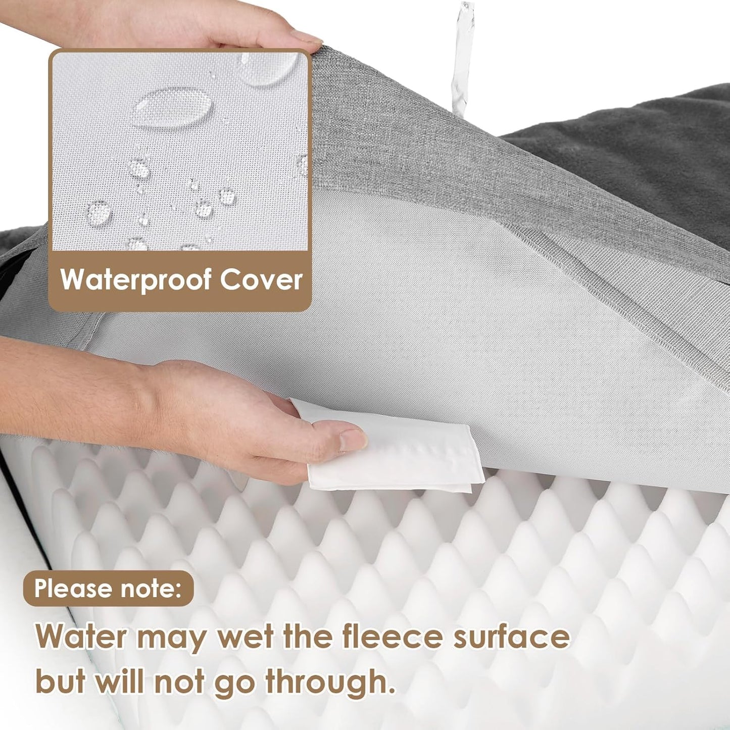 EHEYCIGA Waterproof Dog Bed Orthopedic 41"x27", Memory Foam Pet Bed for XLarged Dogs, Washable Pet Mat with Removable Cover, Grey