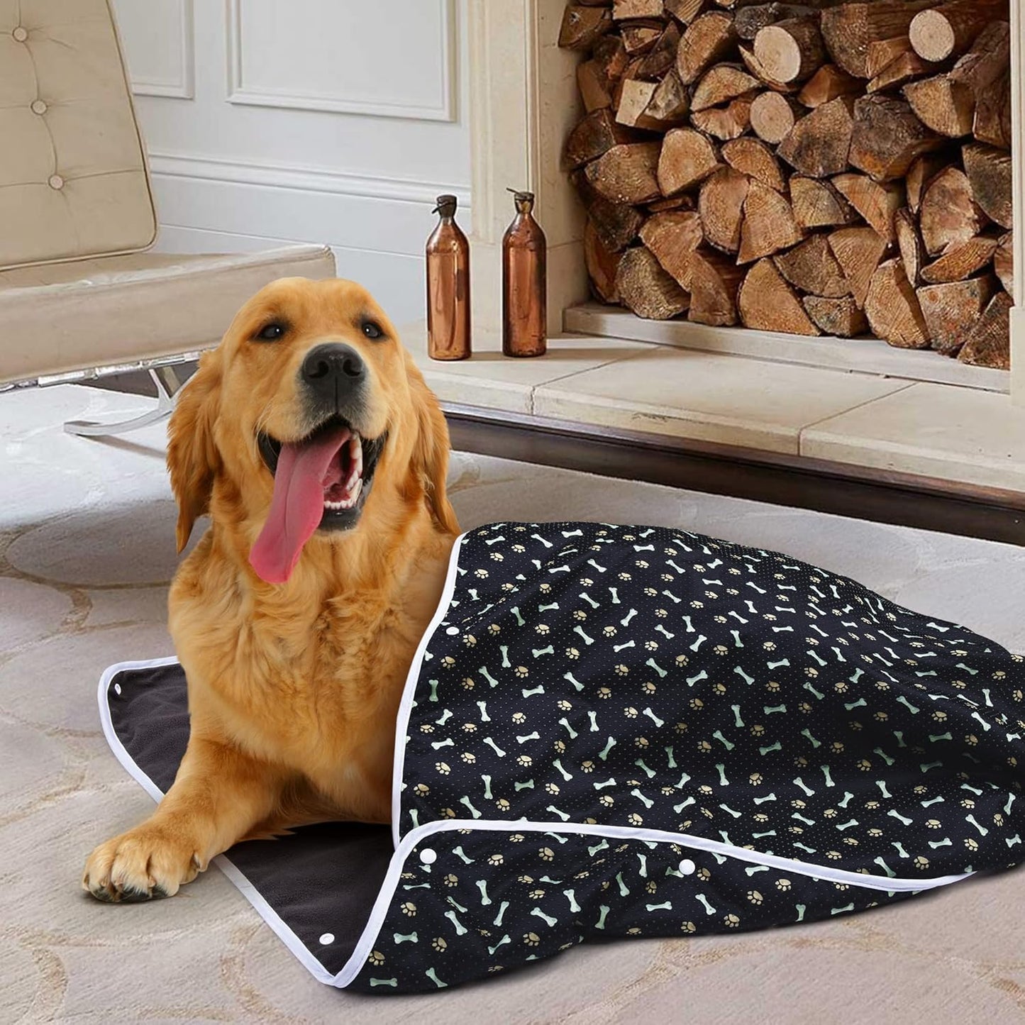 Teamoy 1 Pack 2 Dog Blanket, Waterproof Dog Bed Cover Protector for Sofa Couch(Black, 27.5" x 27.5")
