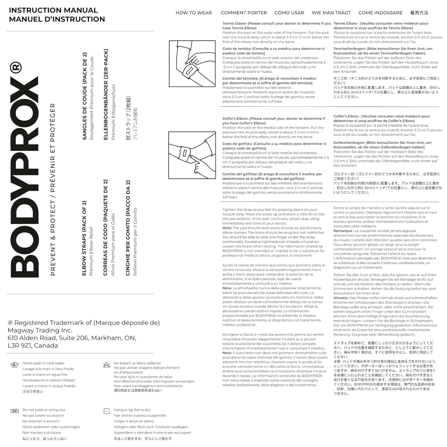 Bodyprox Elbow Brace 2 Pack for Tennis & Golfer's Elbow Pain Relief