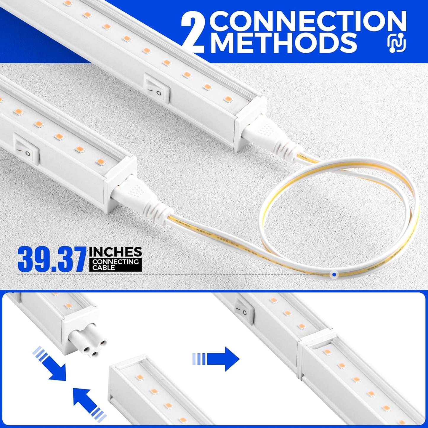 Barrina T5 Grow Lights, Grow Light Strip for Indoor Plants, 1ft Plant Lights for Indoor Growing, Full Spectrum LED Grow Light, Individual Switch, Linkable, Plug and Play, Yellow, 8-Pack