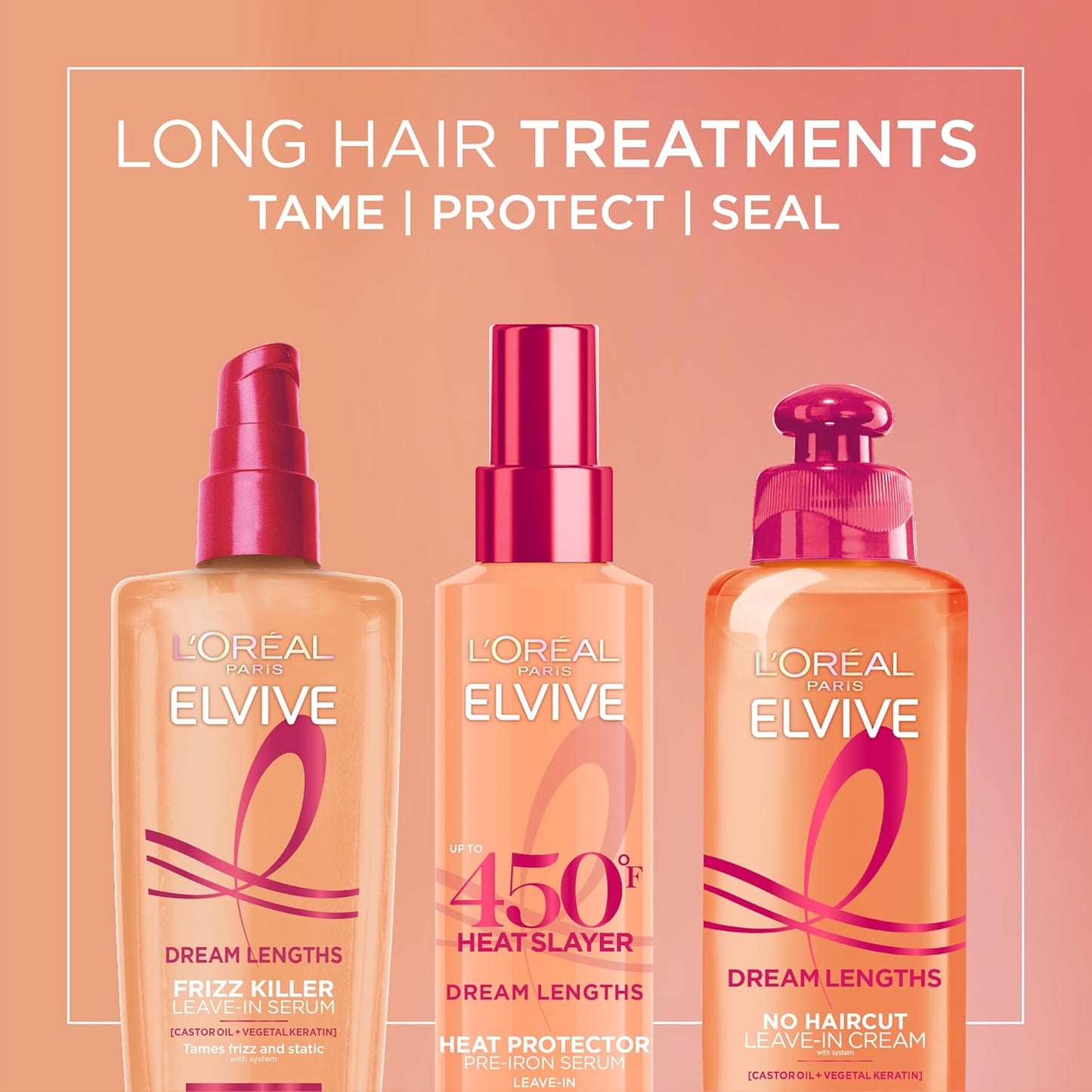 L'Oreal Paris Elvive Dream Lengths Frizz Killer Leave-In Serum, 3.4 Ounce