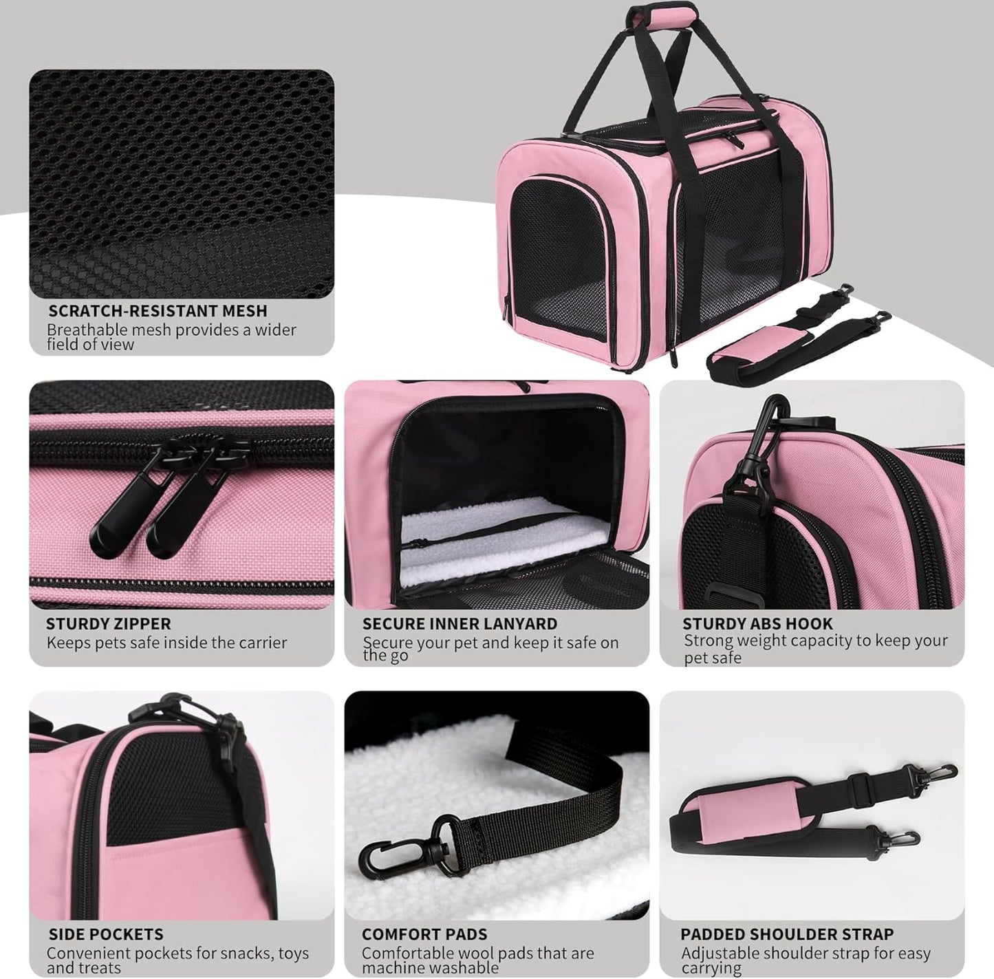 Carriers Soft-Sided Pet Carrier Pink for Medium Large Cats Dogs Undertake 35Lbs,Ventilated Mesh Windows,Top Load Cat Carrier with Airline Approved(X-Large,Pink)
