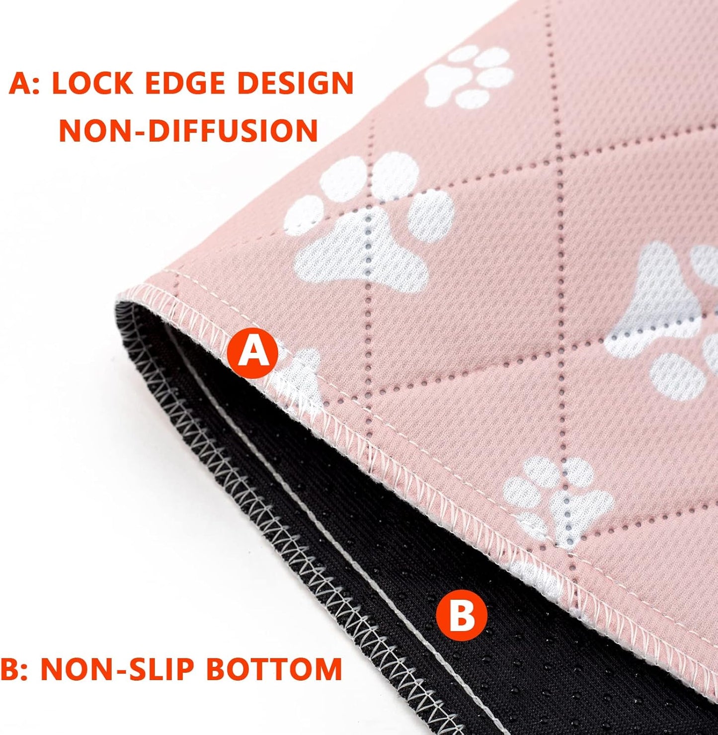 Washable Pee Pad for Dogs of 2Pack Reusable Puppy Non-Slip Pet Training Pads（Pink,31*36"）