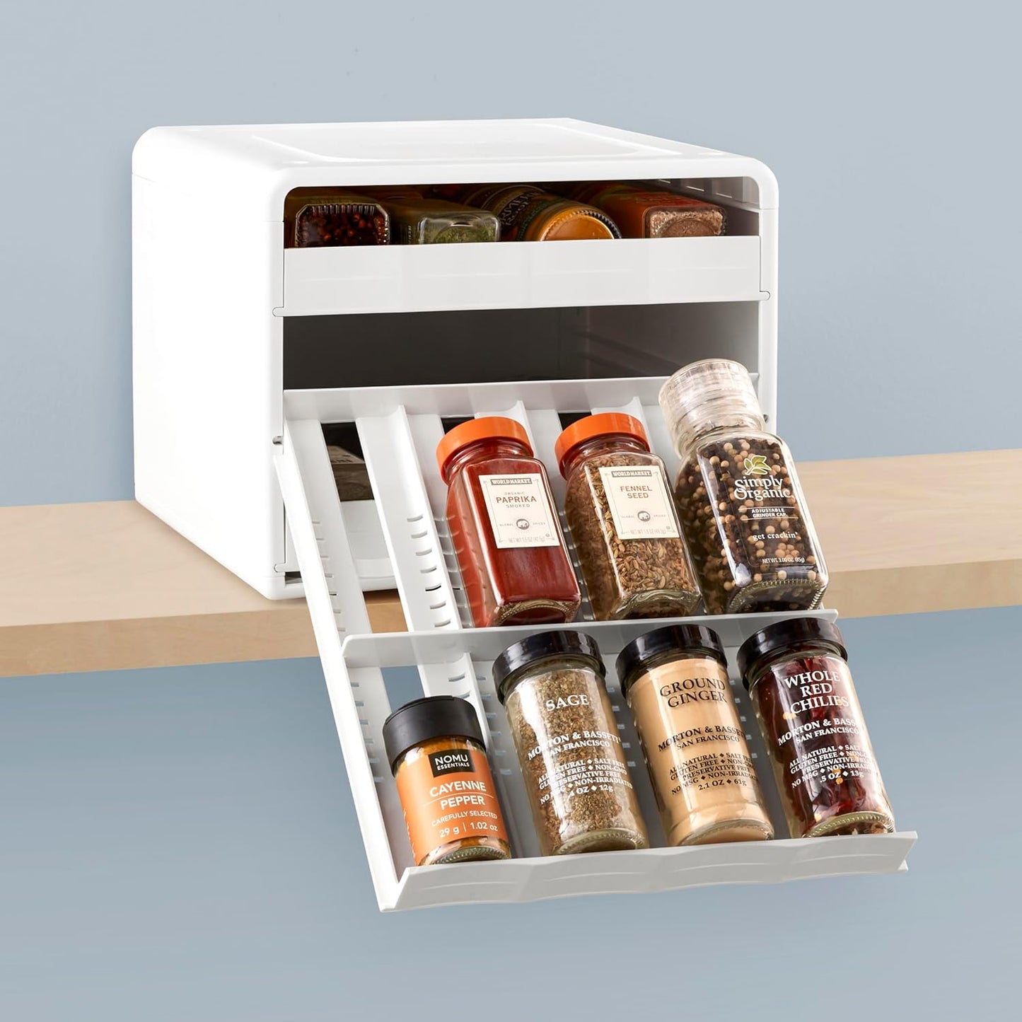 YouCopia SpiceStack® Adjustable Spice Rack Organizer, Pull-Down 24-Bottle Seasonings and Spices Holder for Kitchen Cabinet and Pantry Organization with 104 Included Labels | Adjustable, Organizer, Seasonings, Spices Holder, Kitchen Cabinet