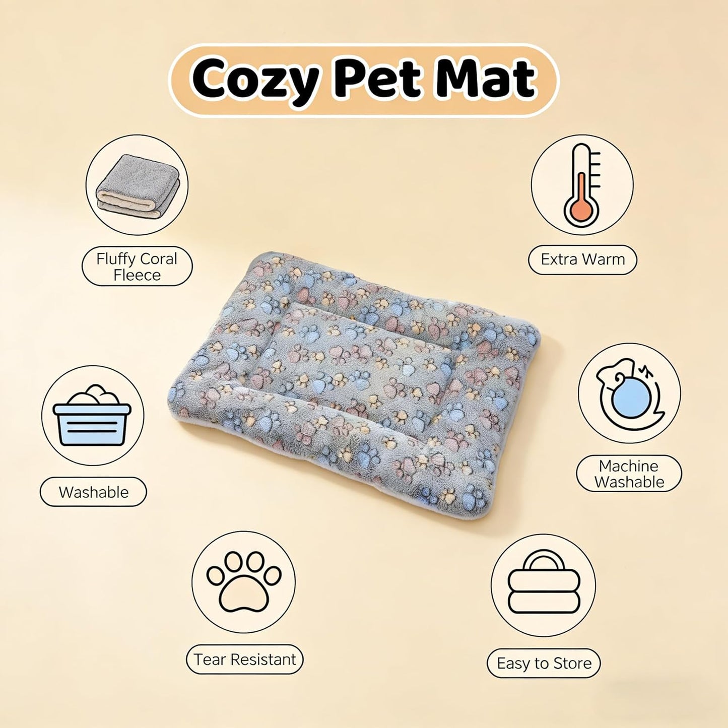 JMGBird Large Dog Bed - 39x27.5 Inch Cotton Pet Sleeping Mat with Bolster for Large Breeds