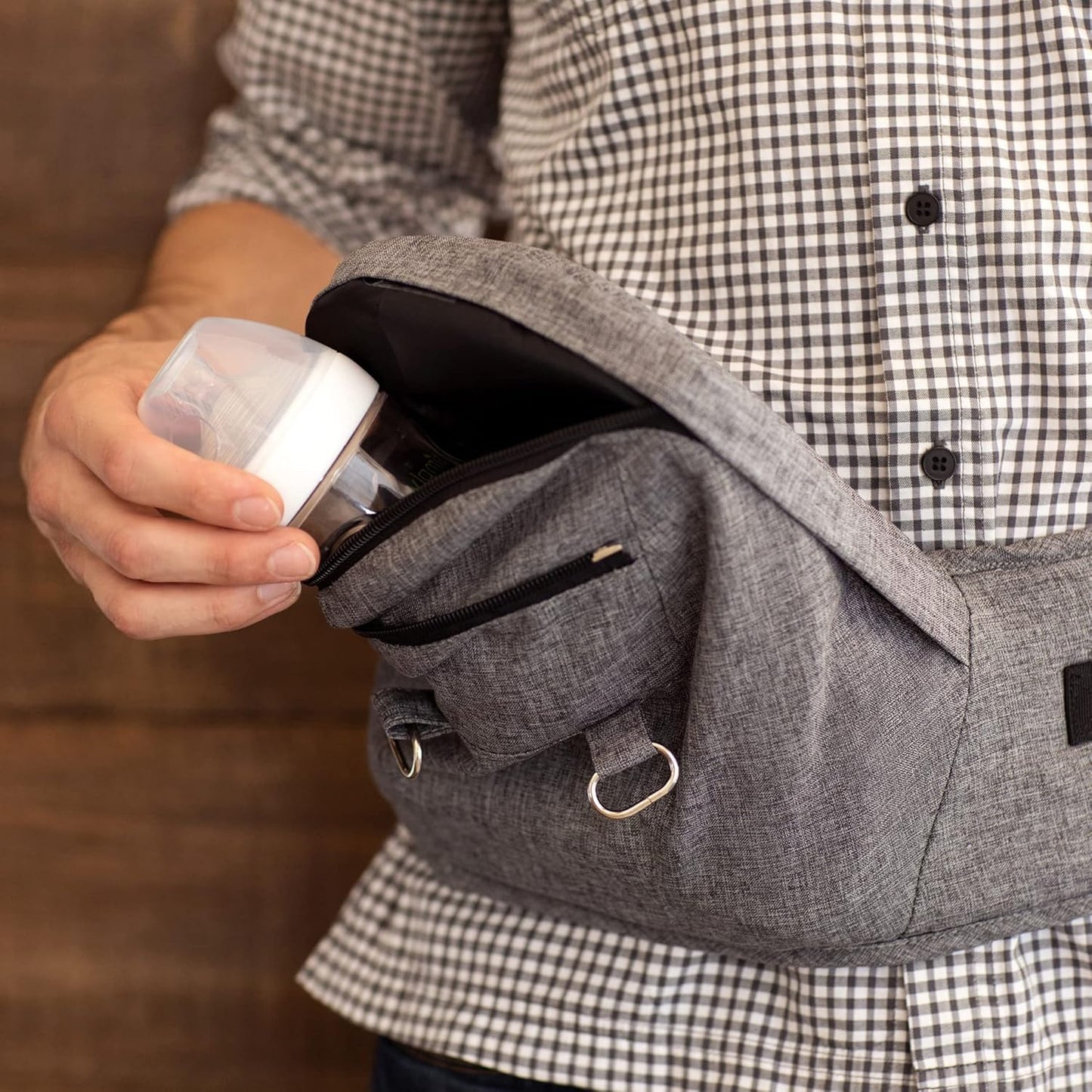 Moby Hip Seat and Baby Carrier for Infants and Toddlers, Designed for Mothers, Fathers, and Caregivers, Supports Children from 12-17 lbs (Grey)