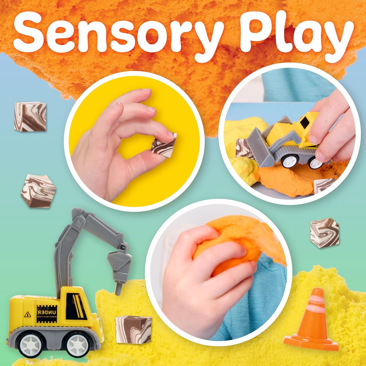Creativity for Kids Sensory Minis Construction Kit | Cloud Clay Sensory Toy with Excavator for Kids | Easter Basket Stuffers Mess-Free, Screen-Free Travel Toy (Ages 3+)