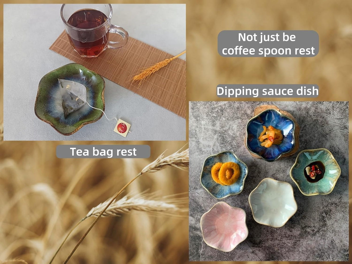 Coffee Spoon Rest for Coffee Bar Accessories, Small Spoon Rest for Coffee Station, Flower Ceramic Tea Spoon Holder for Teaspoon Rest for Tea Spoon, 1 PC (Retro, Sea Blue)