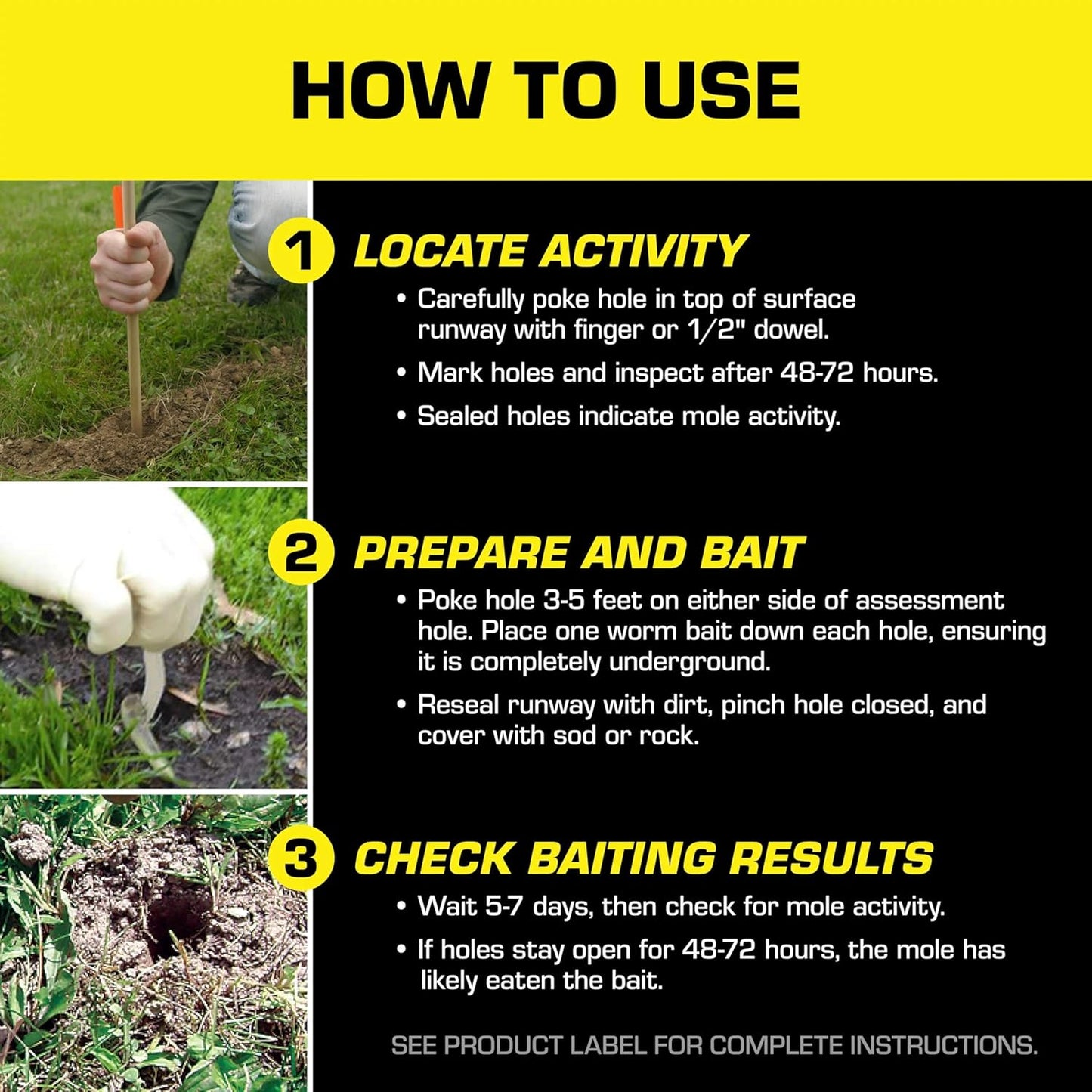 Tomcat Mole Killer(a), Ready-to-Use Worm Bait Strips that Mimic Earthworms, Kills Moles in One Feeding, 10 pk.