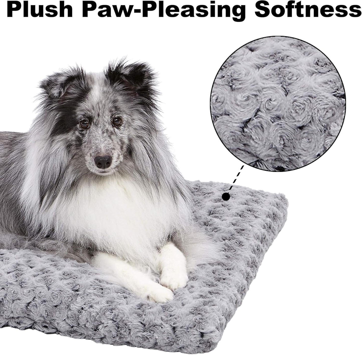 MidWest Homes for Pets Large QuietTime Deluxe Gray Ombre Swirl Plush Pet Bed, Machine Washable, Non-Skid Bottom, Soft Crate Mat for 42-inch Crates