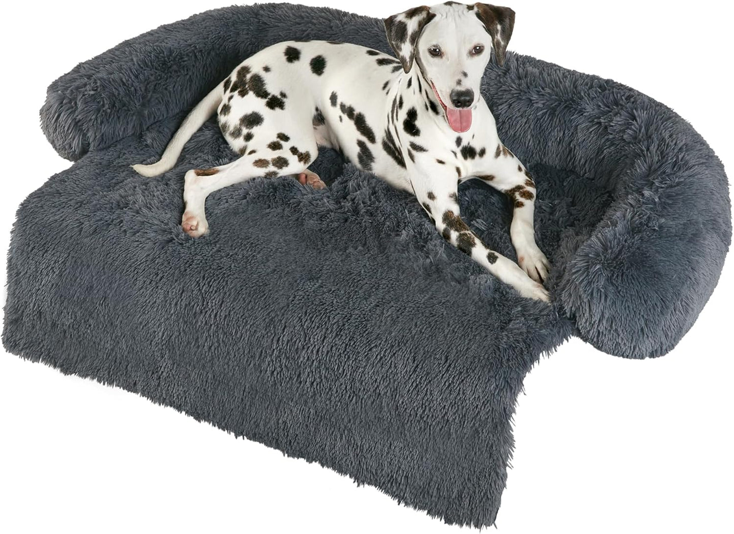 Codi Calming Dog Bed for Couch – Anti-Anxiety Sofa Protector Mat for Large Dogs, 41''x37''x6'', Machine Washable, Fluffy & Cozy with Non-Slip Bottom, Dark Grey