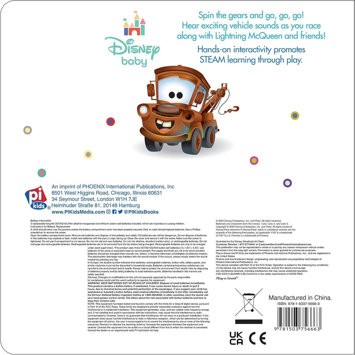 Disney Baby - Cars on the Go! - A STEM Gear Sound Book - PI Kids (Play-A-Sound)