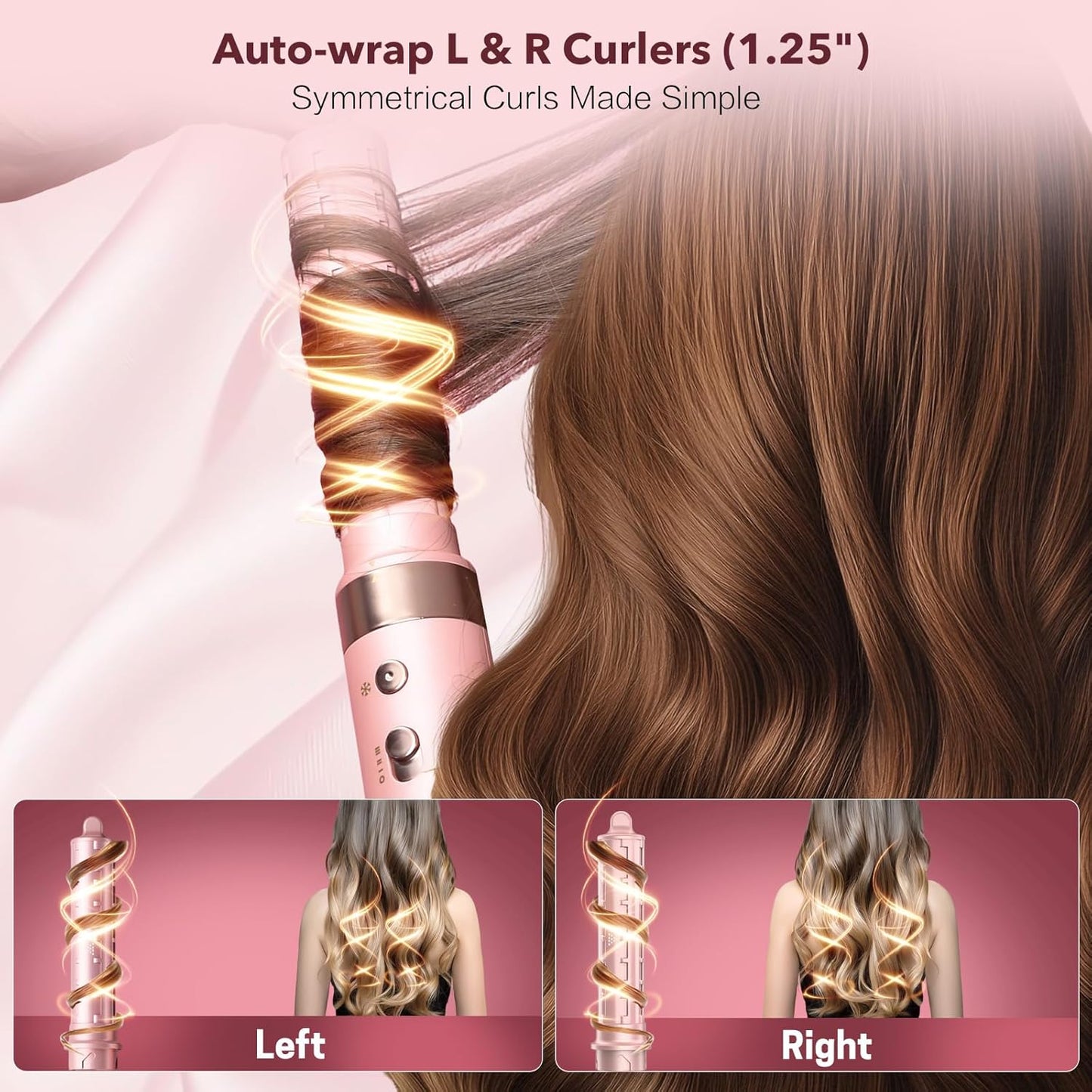 StyleVibe 6-in-1 Air Styler, Hair Dryer & Blow Dryer Brush with Travel Case - Auto Wrap Curls (L/R), Fast Drying, Thermal Round Brush for Smooth Blowouts & Frizz-Free Volume, No Heat Damage