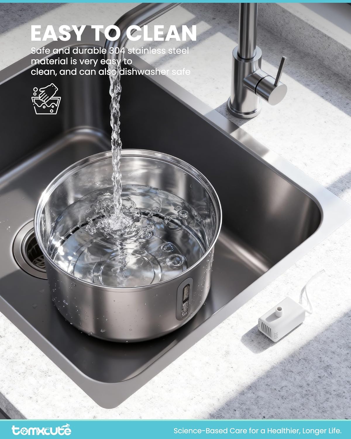 Wireless Cat Water Fountain - 108oz/3.2L Automatic Cat Water Fountain Cordless, Stainless Steel Battery Operated Pet Fountain Rechargeable Water Dispenser for Cats, Puppys, Multiple Pets