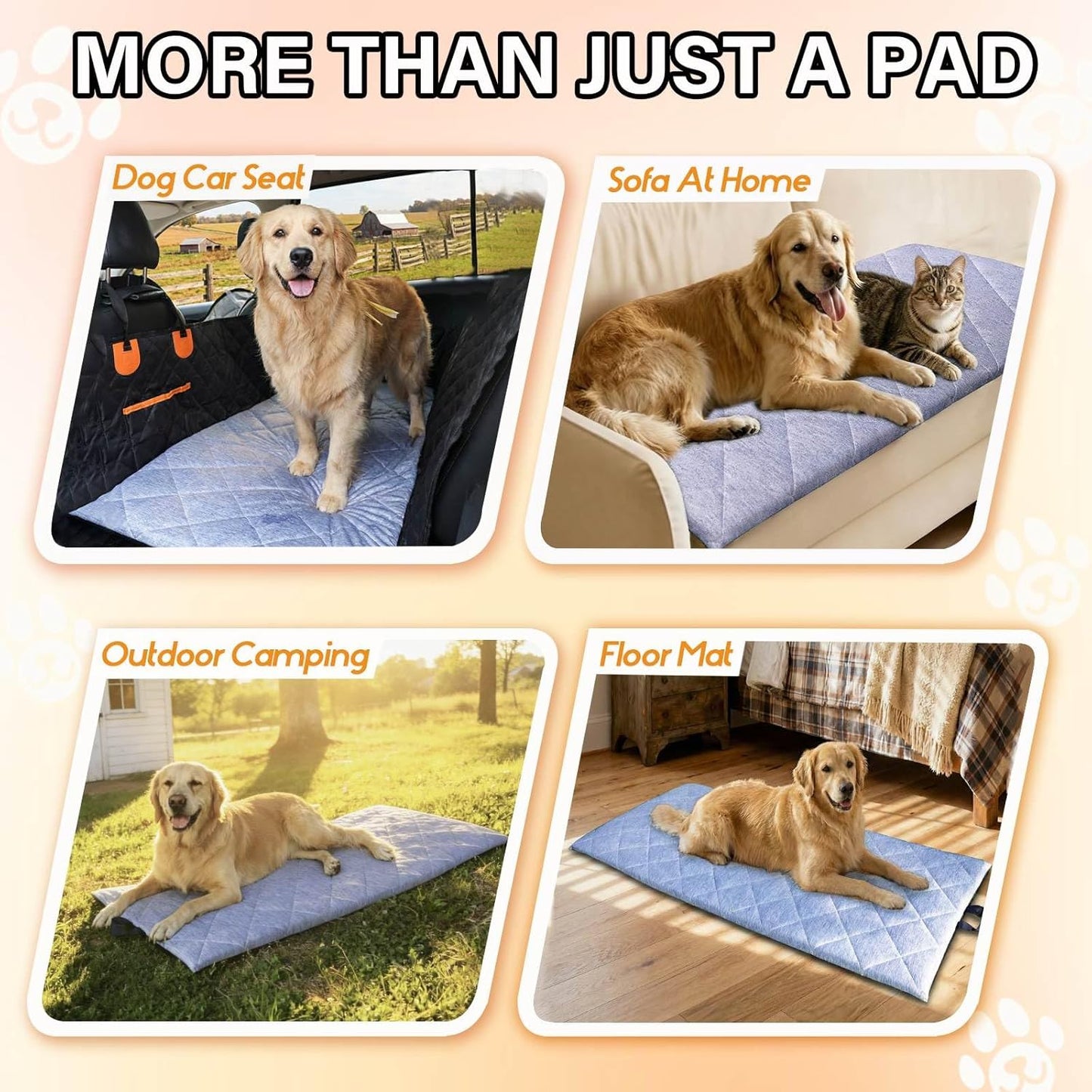 JoyBlooms Dog Bed for Car Back Seat,Dog Cooling Mat with 1.1" Thick Foam,Non-Slip Backseat Pet Bed Mat for Leather Seats,Washable Car Seat Cover,Fits SUVs & Trucks,Blue