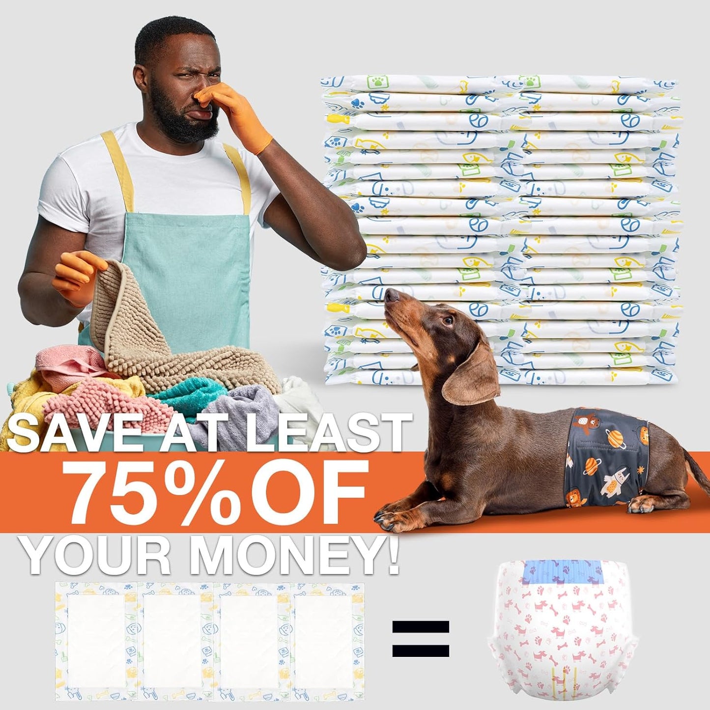 Dog Diaper Liners for Male and Female Dogs(100ct), Super Absorbent Disposable Doggie Period Booster Dog Diaper Inserts fit Most Reusable and Washable Pet Belly Band and Wraps