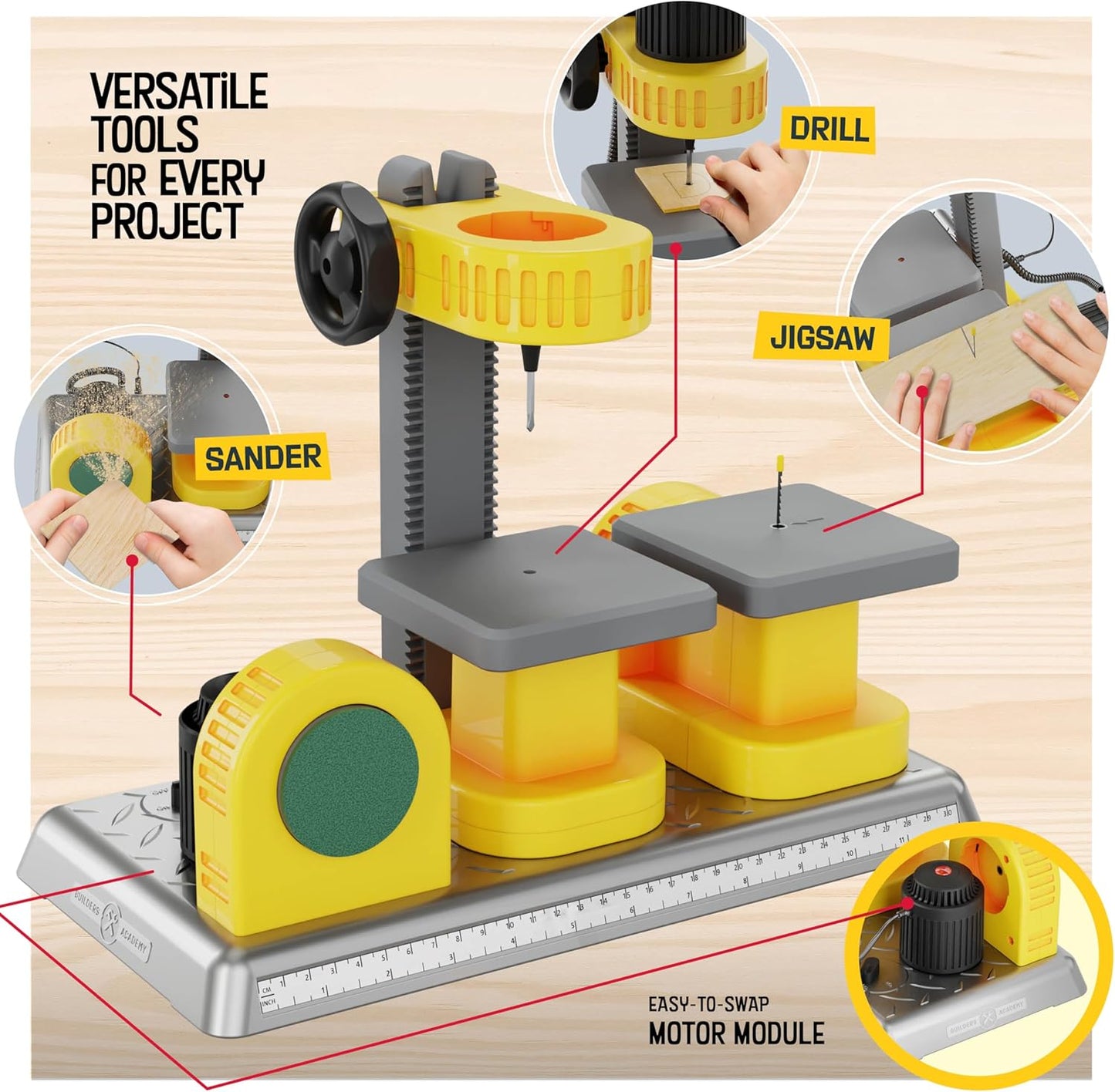 Dan&Darci 3-in-1 Woodworking Station for Kids - Wood Building Projects Kit for Boys - Real Construction Tools Sets - Boy Tool Set - Gifts Age 8 Year Old - Cool STEM Toys Kits Birthday Gift Ideas
