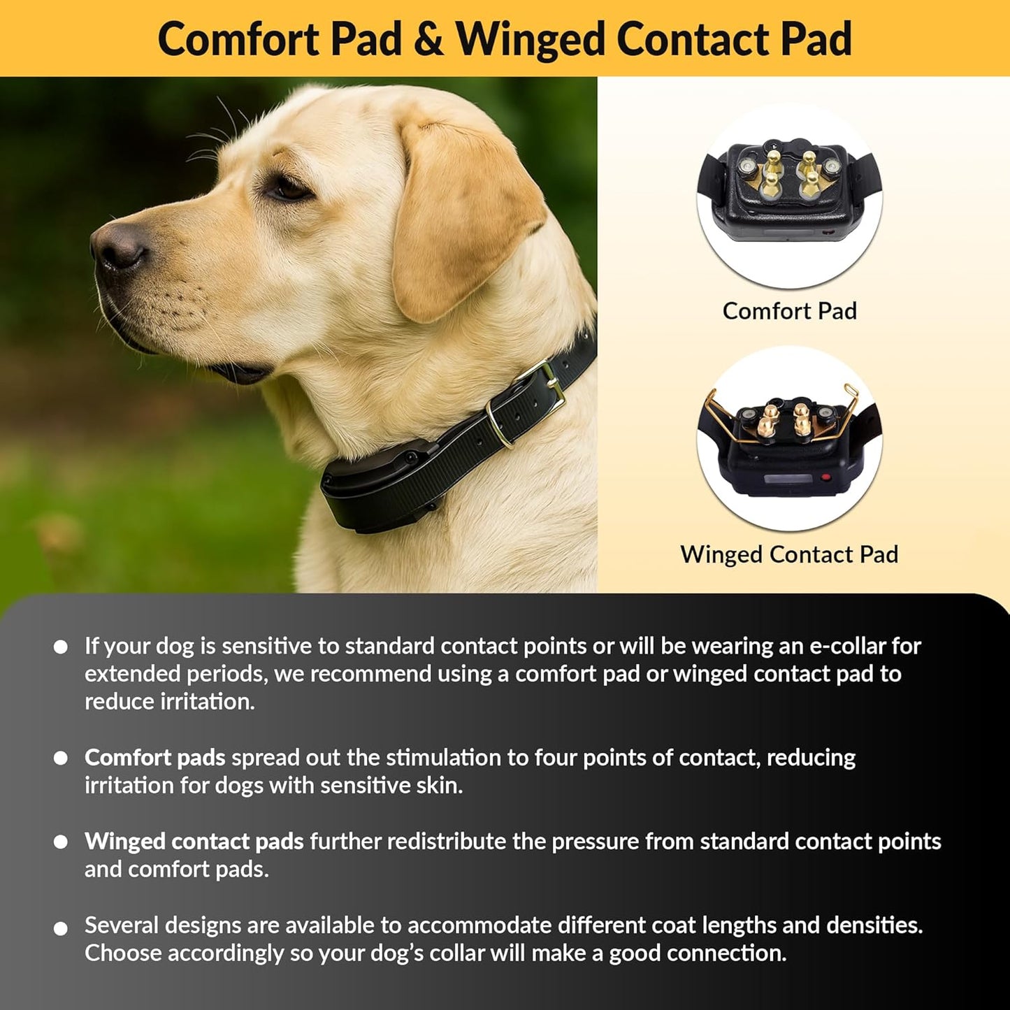 Educator CPAD-011 Winged Brass Contact Pads for Dog Training Collar Receivers – Fits RX-090, RX-120 & RX-1000 – For Long or Thick Coat Dogs – Not Compatible with RX-070 or ME-300