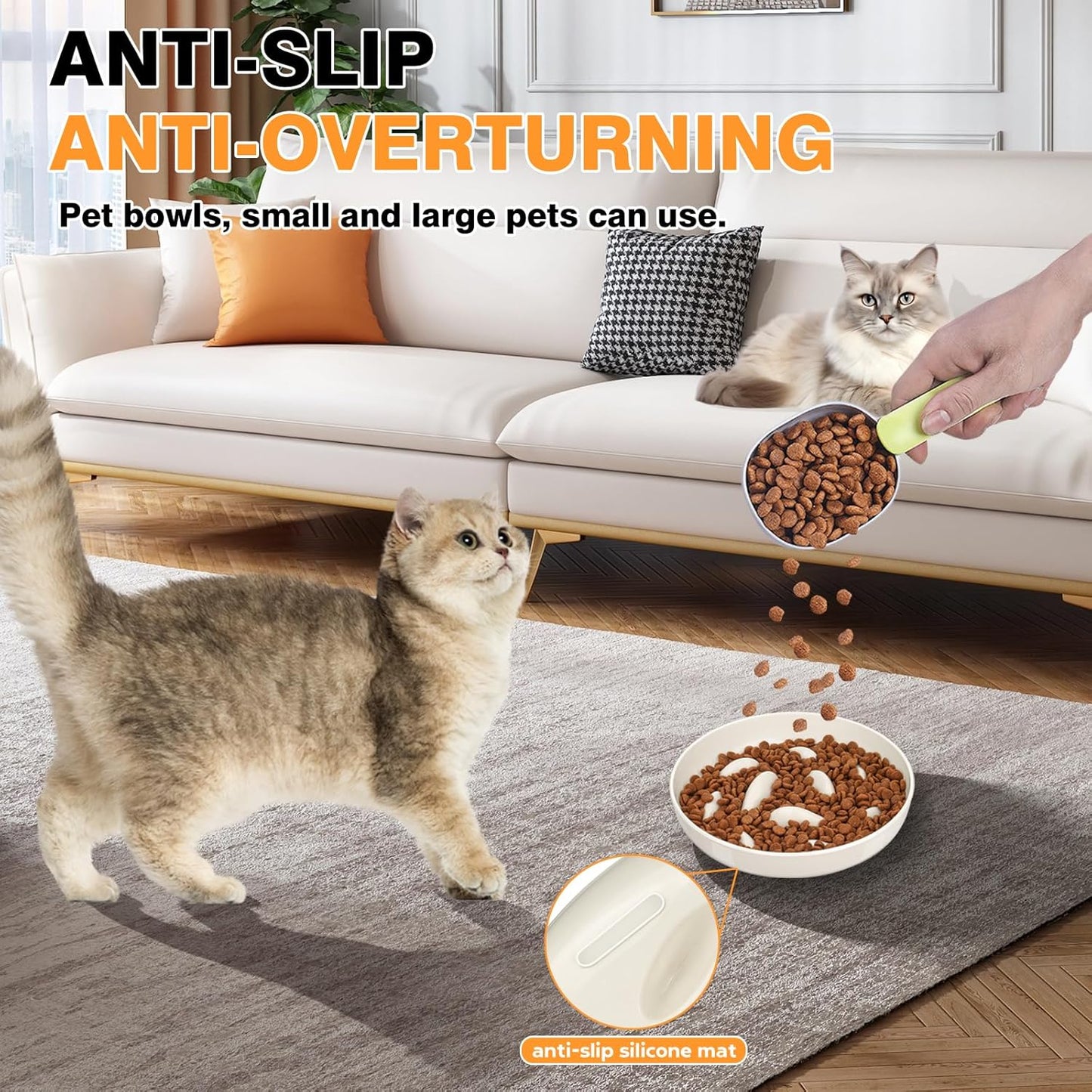 Cat Slow Feeder Bowl, Cat Food Bowl with Fish Pool Design, Healthy Eating Diet Pet Bowl, Interactive Puzzle Feeder Dish for Cats, Non-Slip Anti Gulping Cat Bowl for Dry and Wet Food
