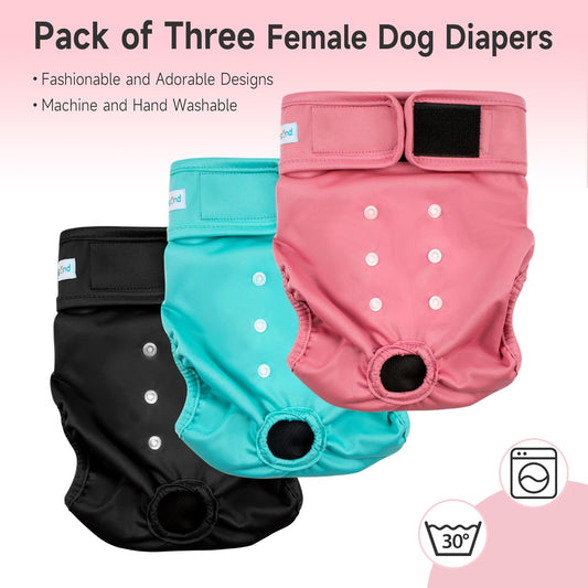Paw Legend Washable Reusable Female Dog Period Diapers for Heat Doggie Puppy Diapers for Female Dogs (3 Pack,X-Small)