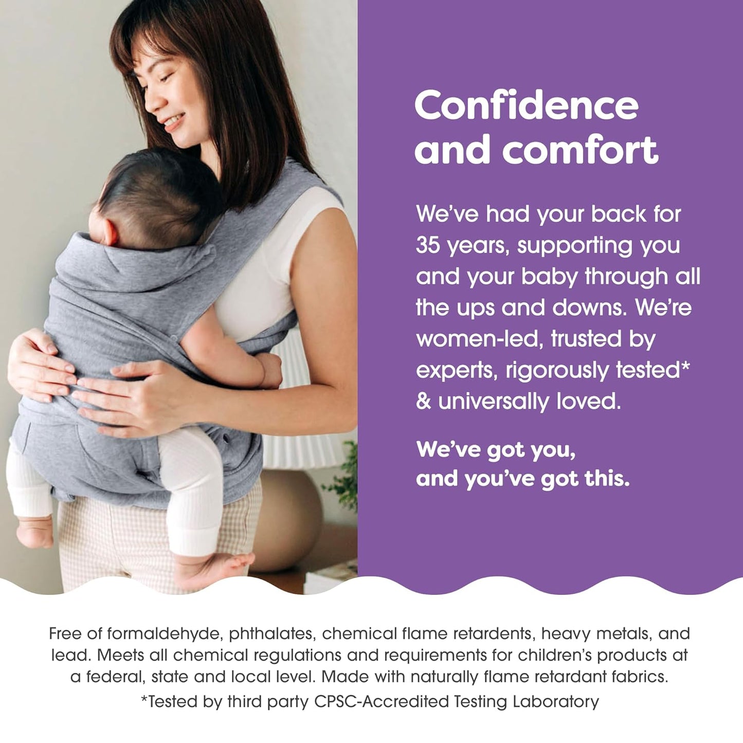 Boppy ComfyGrow Baby Carrier, 7-35lbs, Dove Gray, Newborn to Toddler with 3 Carrying Positions, 3-Stage Adjustable Seat and Head Support, Cotton Fabric