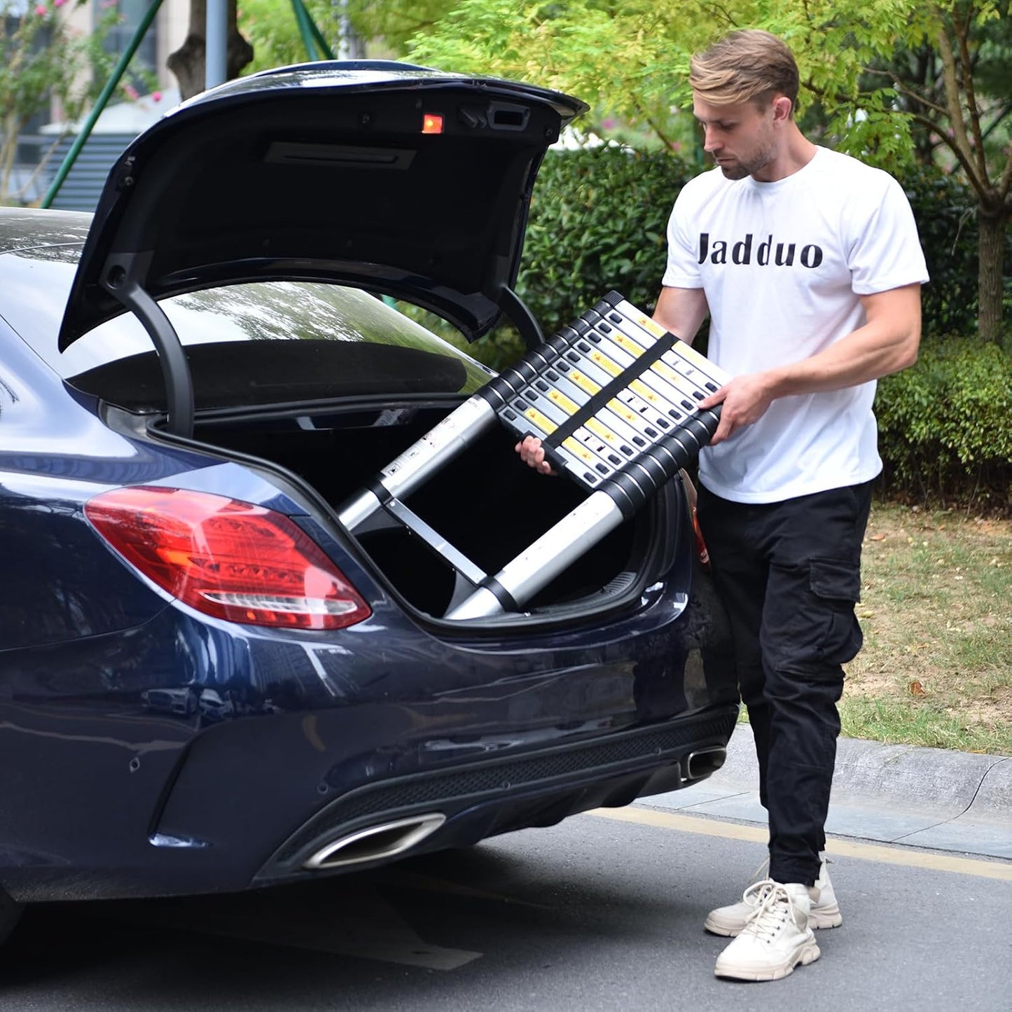 JADDUO 20.3FT Telescoping Ladder, Portable Extension Folding Ladder, Multi-Purpose Compact Ladder for Household or Outdoor Work, 330lbs Max Capacity