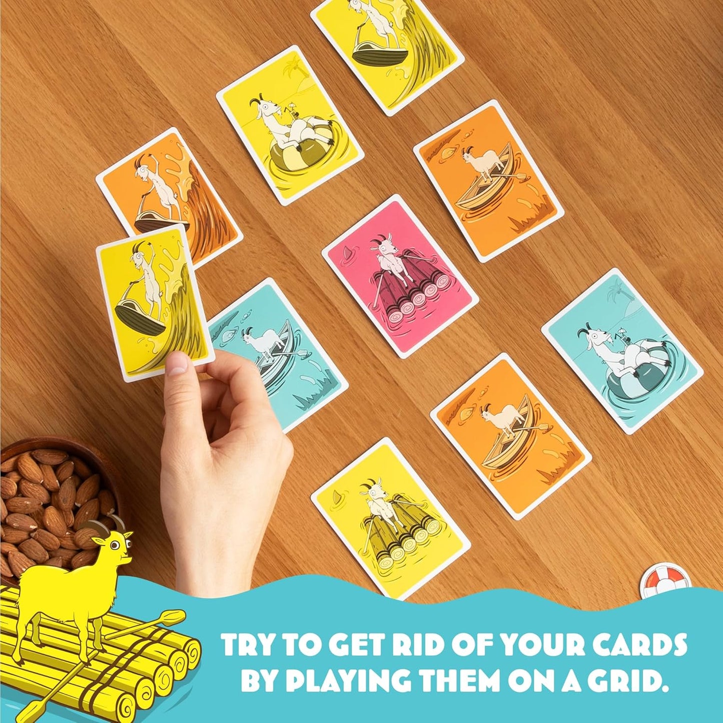 Exploding Kittens Presents: Row Your Goat - A Rapid Fire Tic Tac Toe Game- 2-6 Players - Ages 7+ - Family Game - Party Game for Family Game Night