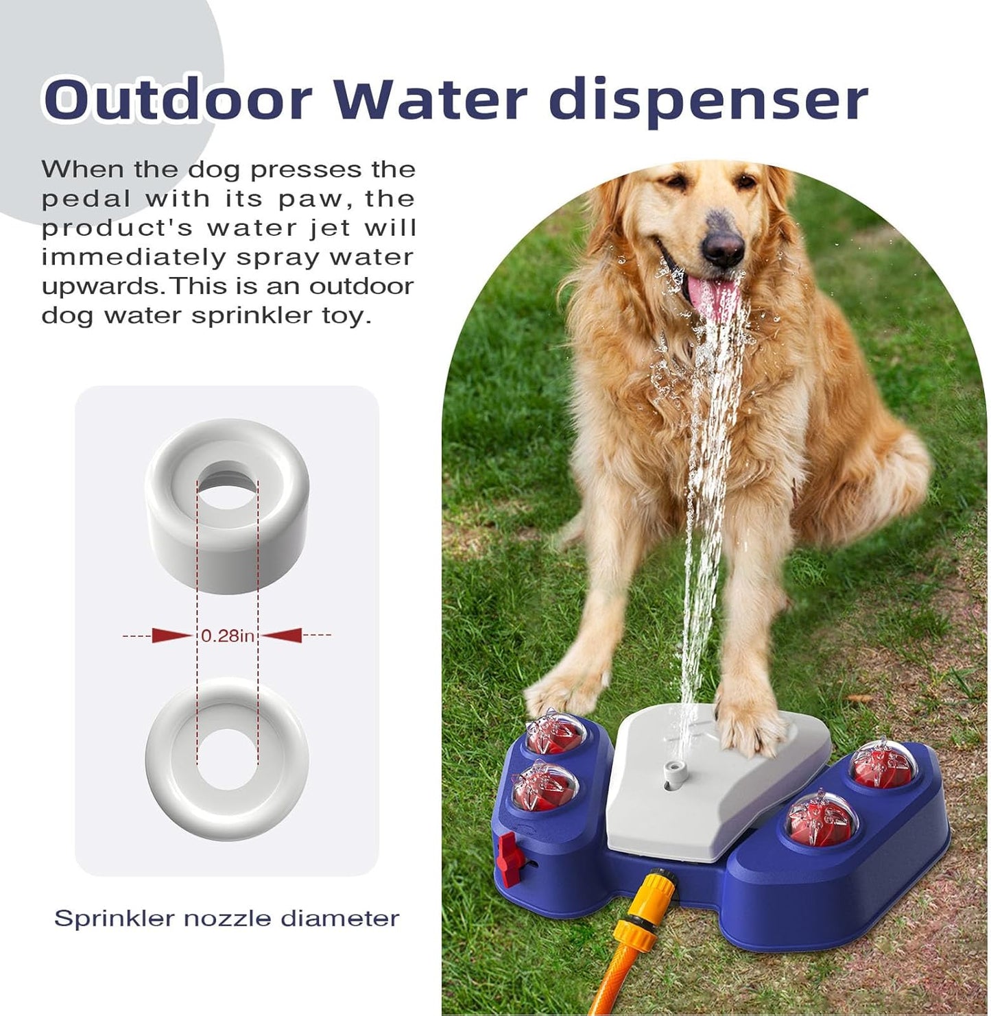 Luqeeg Paws Activated Pet Drinking Fountain, Step on Outdoor Dog Sprinkler Toy Water Dispenser for Fresh Water Providing Constant Stream Fun Hydration for Dogs Applies to Courtyards (1)