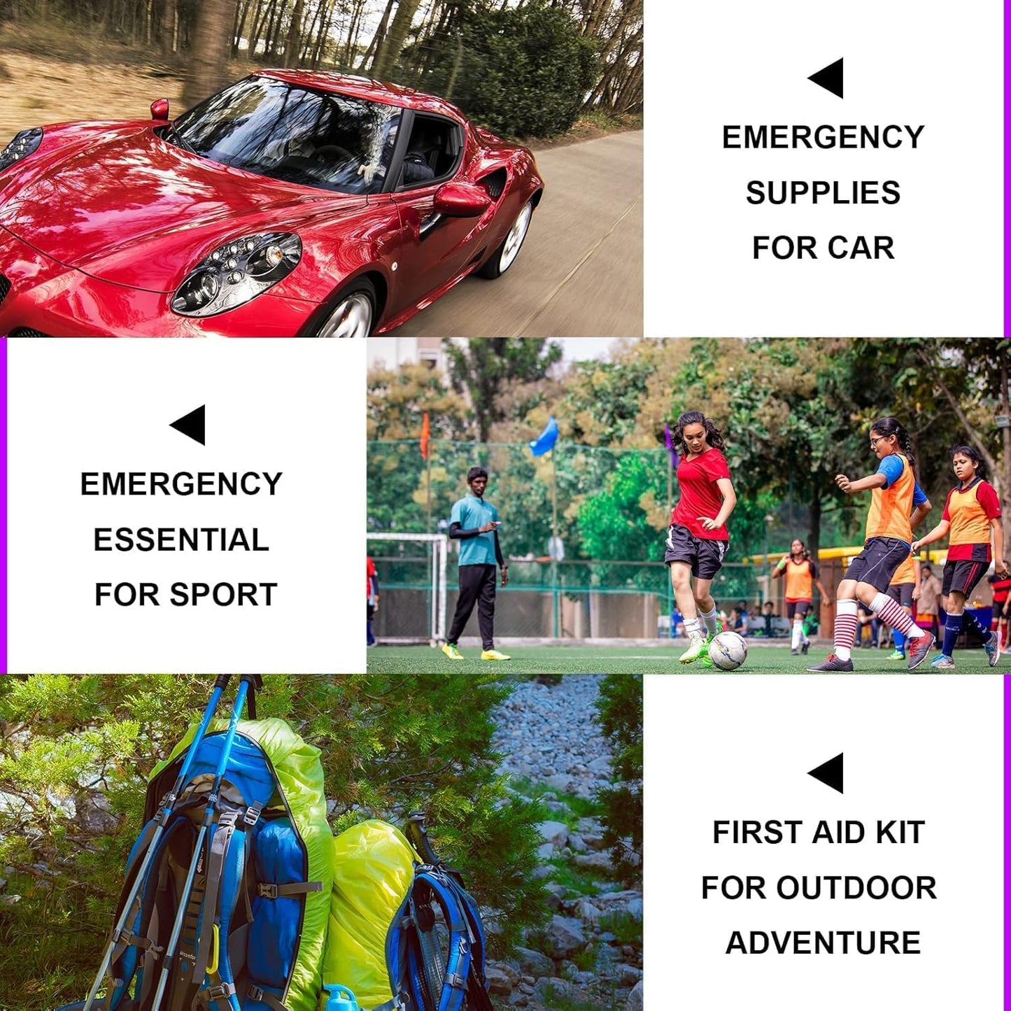 Small-Campact First-Aid Kit-Refill Supplies-Basic Emergency-Essentials - 300PCS Home Essentials Emergency Accident Kits for Businesses Workplace Outside Travel Purple 1st Aid