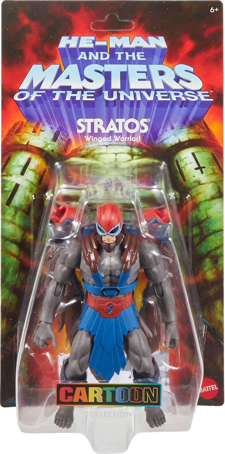 Masters of the Universe Origins Action Figure 200X Cartoon Collection Stratos, 5.5 Inch 1980s Motu TV Hero, Detailed Design & Arm Wing Attachments